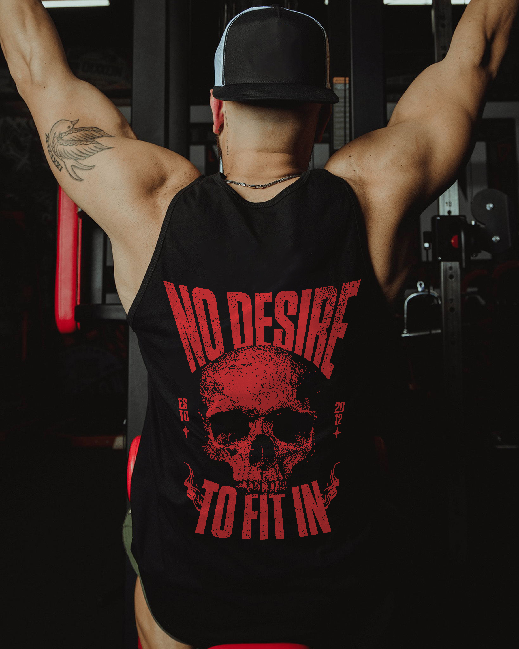 No Desire To Fit In Skull Print Men's Tank Image - 1