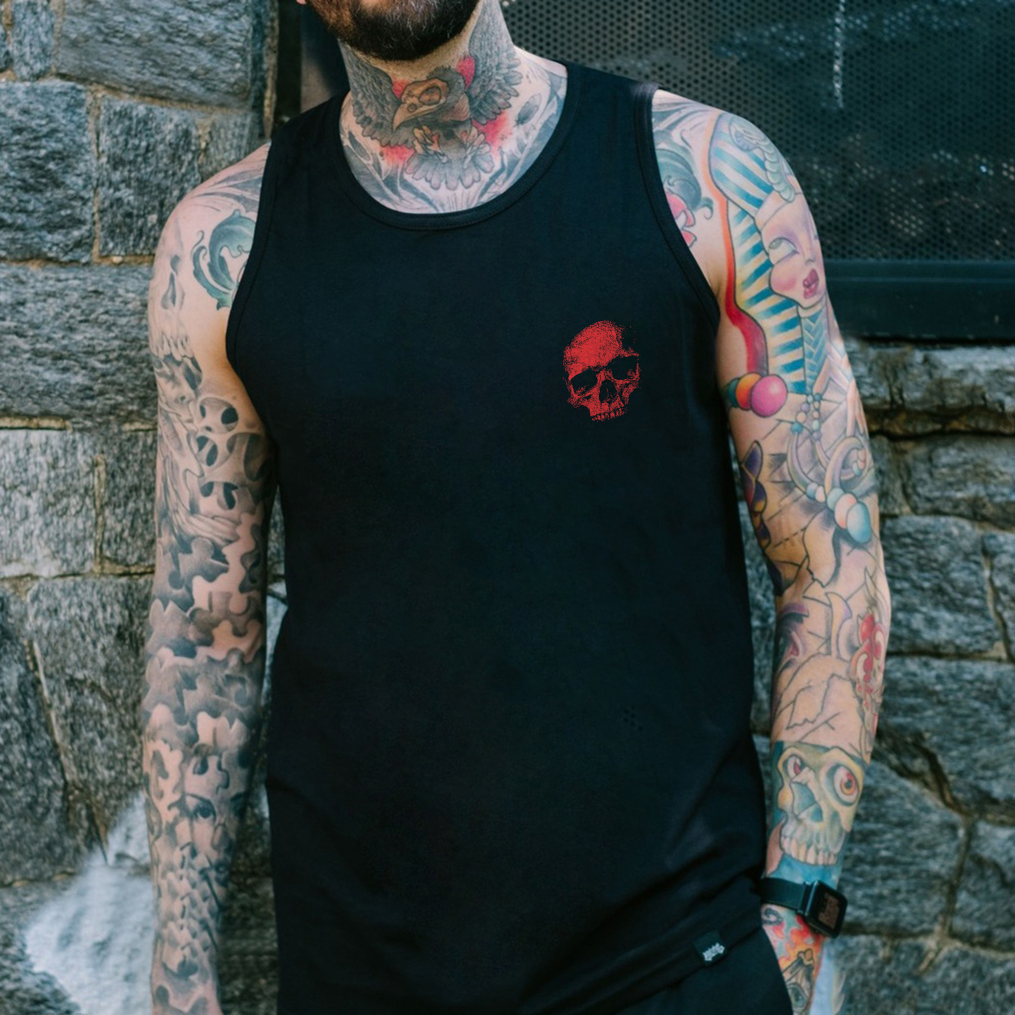 No Desire To Fit In Skull Print Men's Tank Image - 2