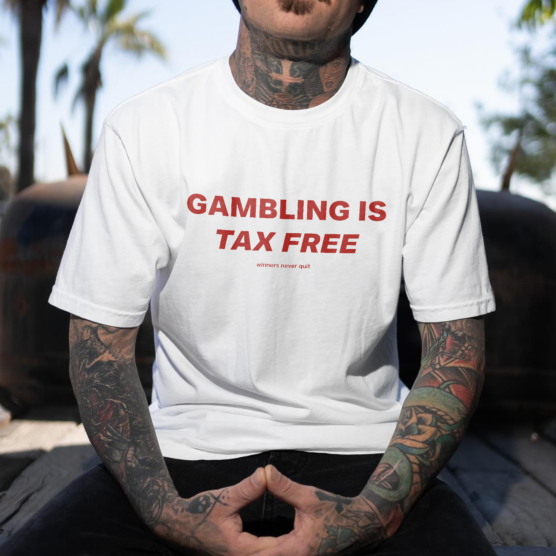 Gambling Is Tax Free Printed Men's T-shirt Image - 1