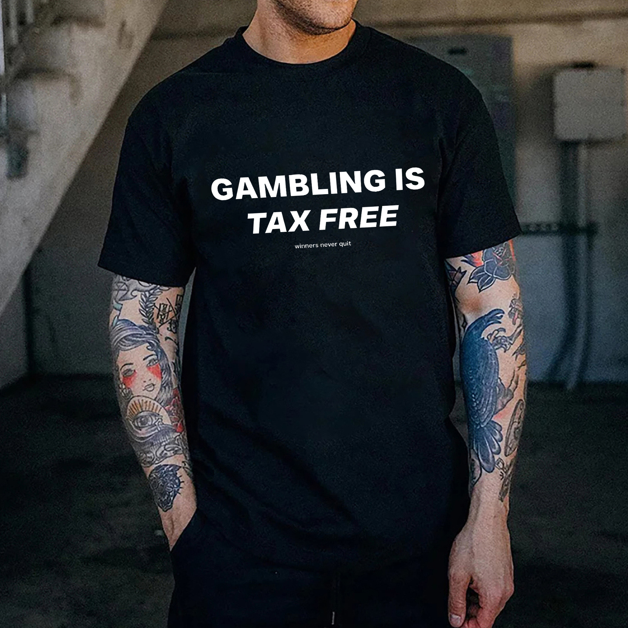 Gambling Is Tax Free Printed Men's T-shirt Image - 2