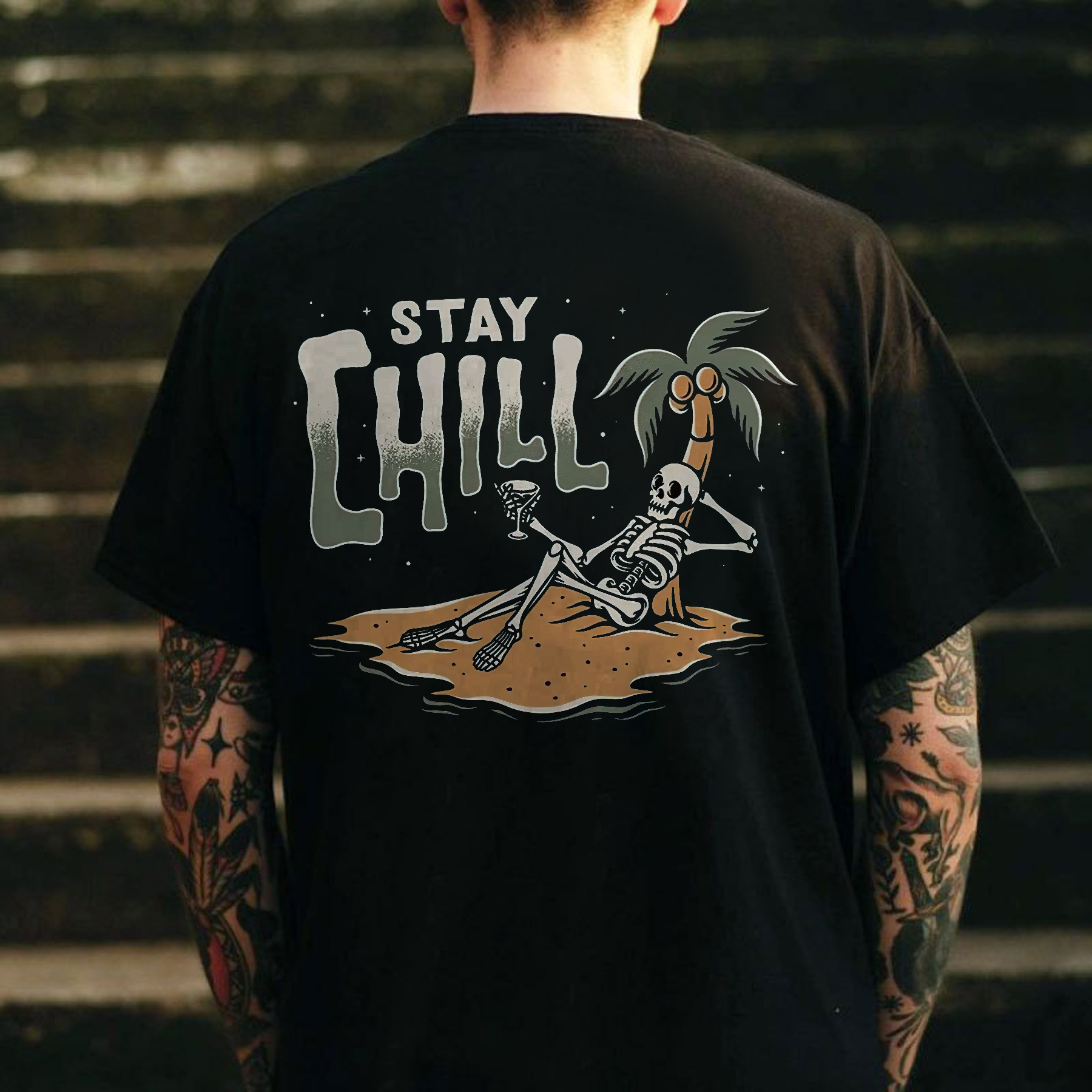 Stay Chill Skull Printed Men's T-shirt Image - 1