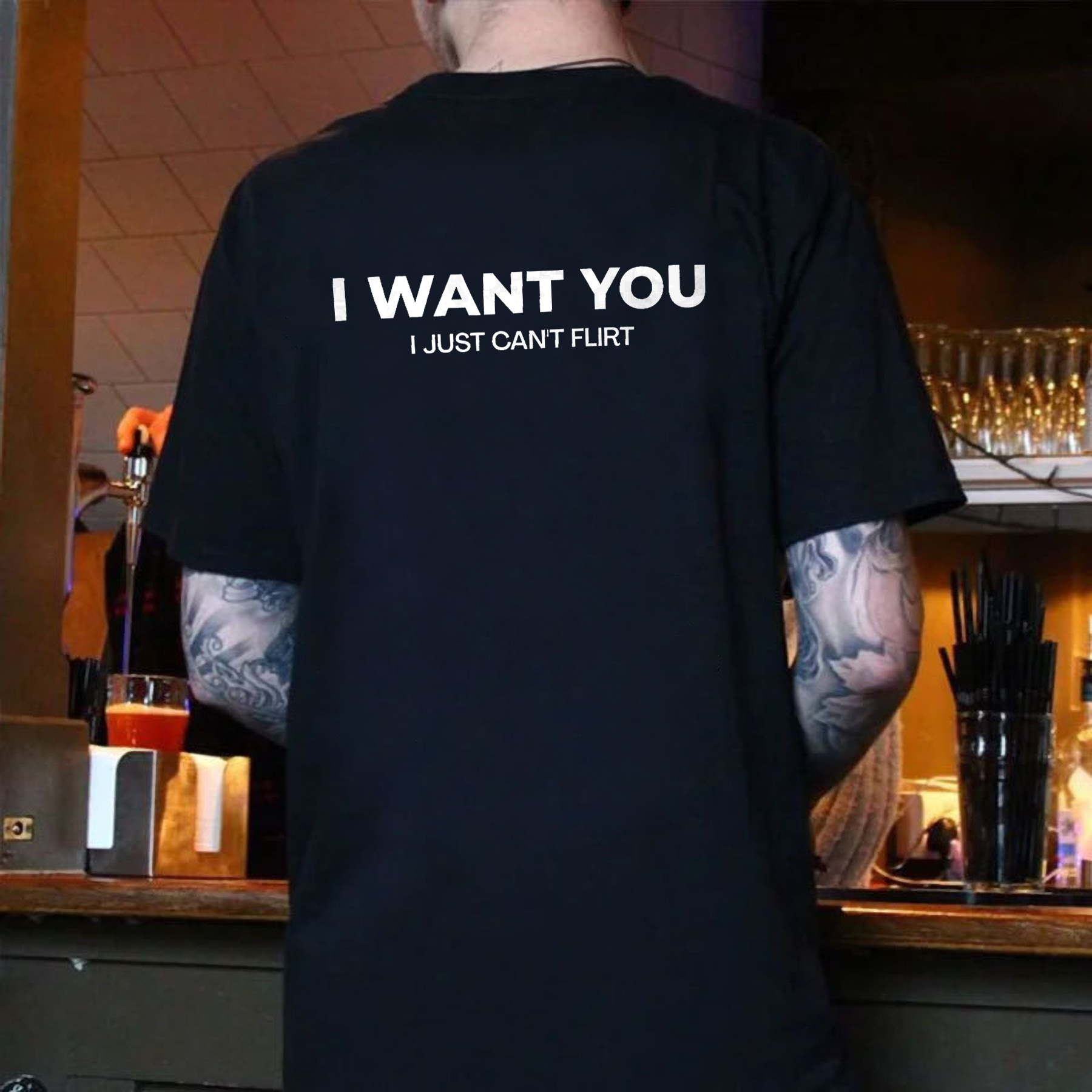 I Want You I Just Can't Flirt Printed Men's T-shirt Image - 2