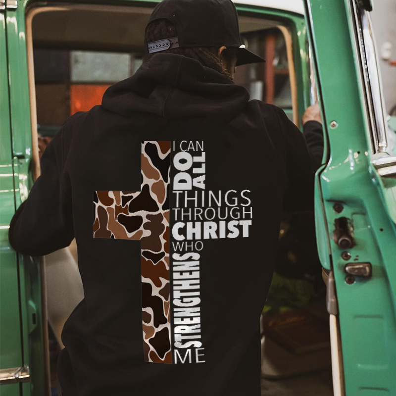 I Can Do All Things Through Christ Who Strengthens Me Printed Oversized Unisex Hoodie Image - 1