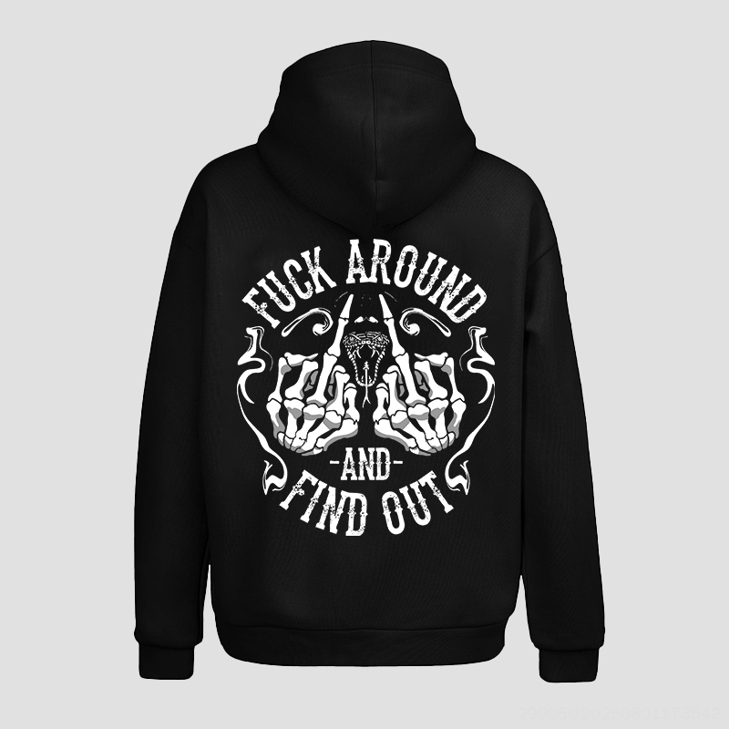 F*ck Around Skull Funny Printed Fleece-lined Unisex Hoodie