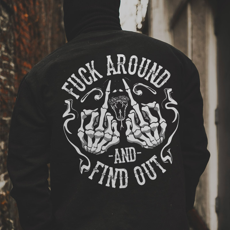 F*ck Around Skull Funny Printed Fleece-lined Unisex Hoodie