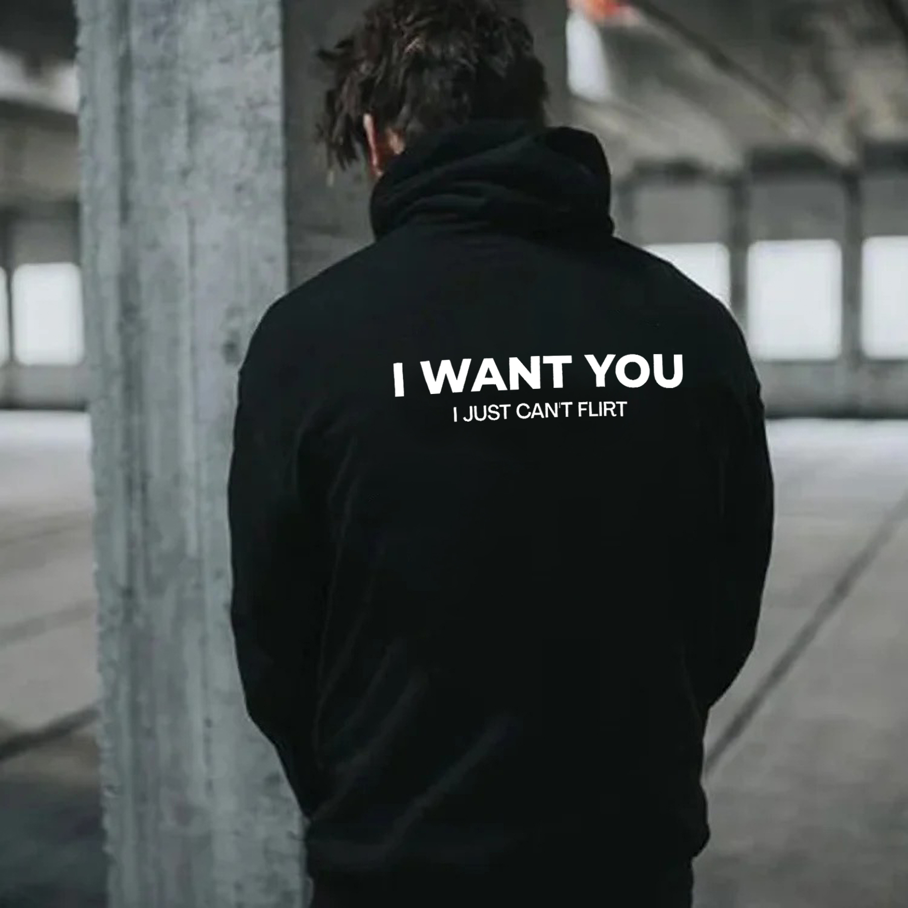 I Want You I Just Can't Flirt Printed Fleece-lined Unisex Hoodie