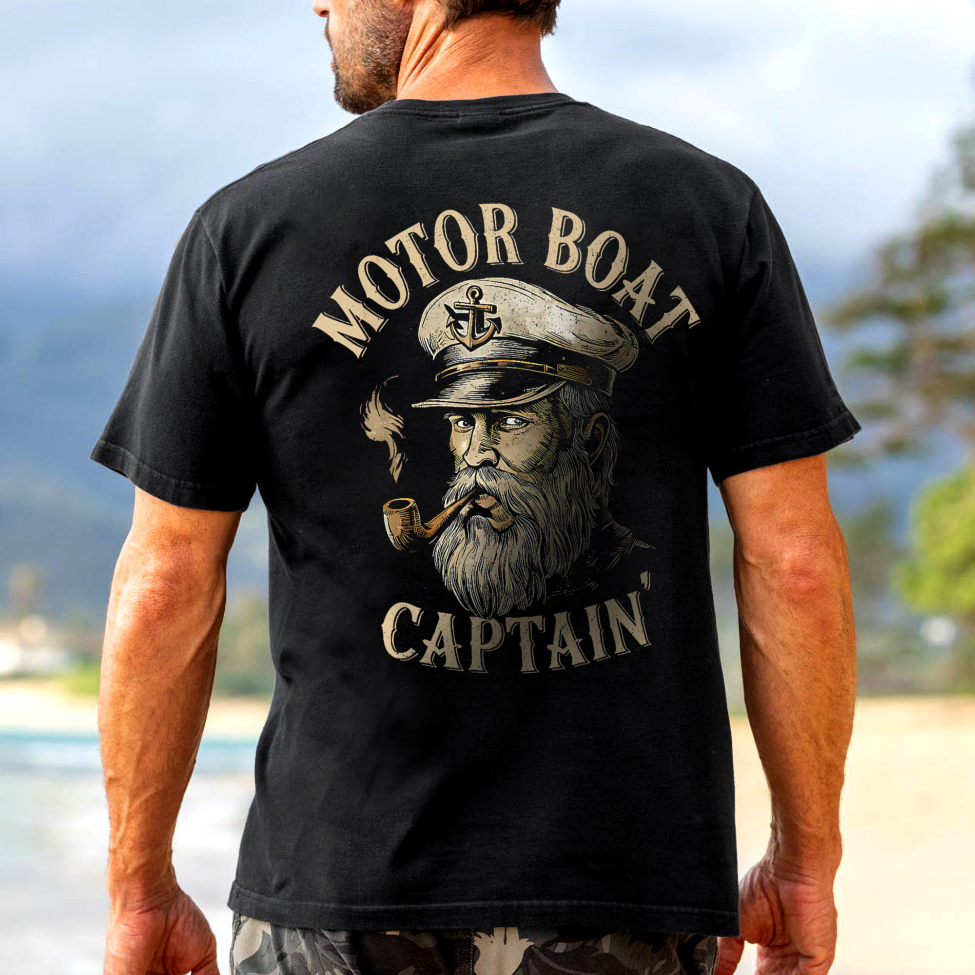 Motor Boat Captain' Printed Men's T-shirt