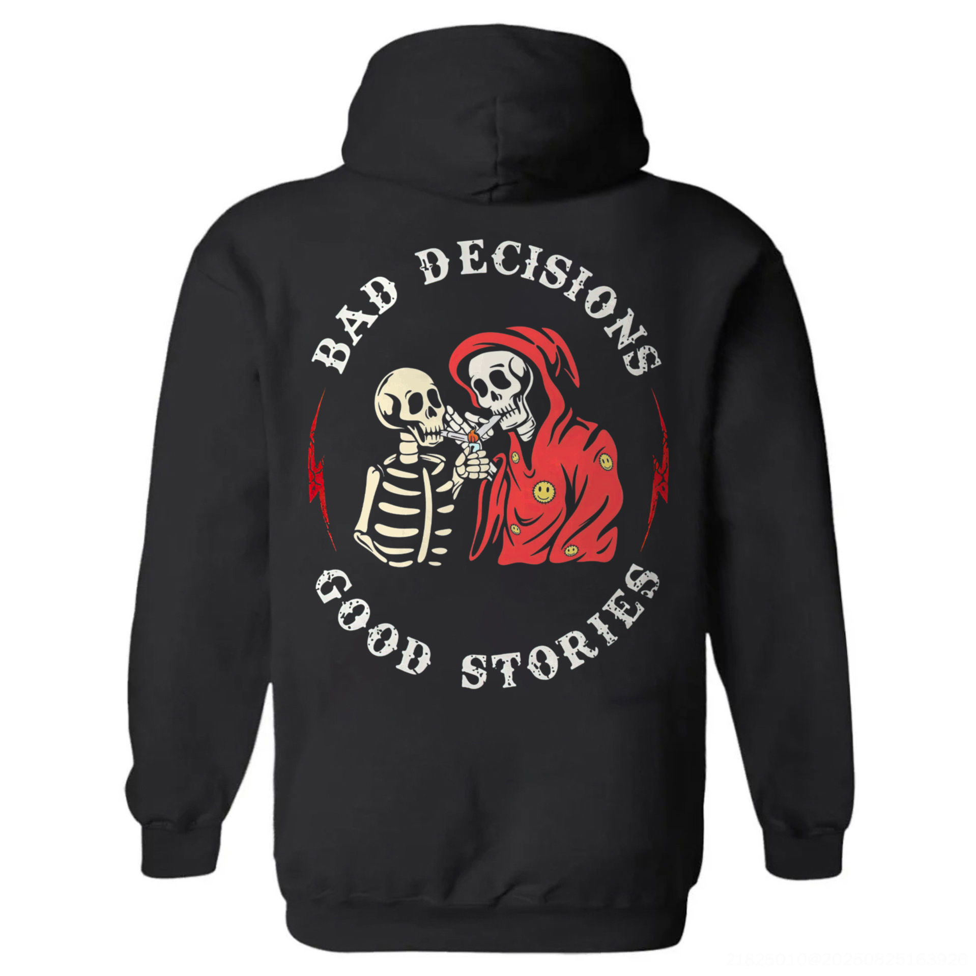 Bad Decisions Good Stories Printed Fleece-lined Unisex Hoodie Image - 2