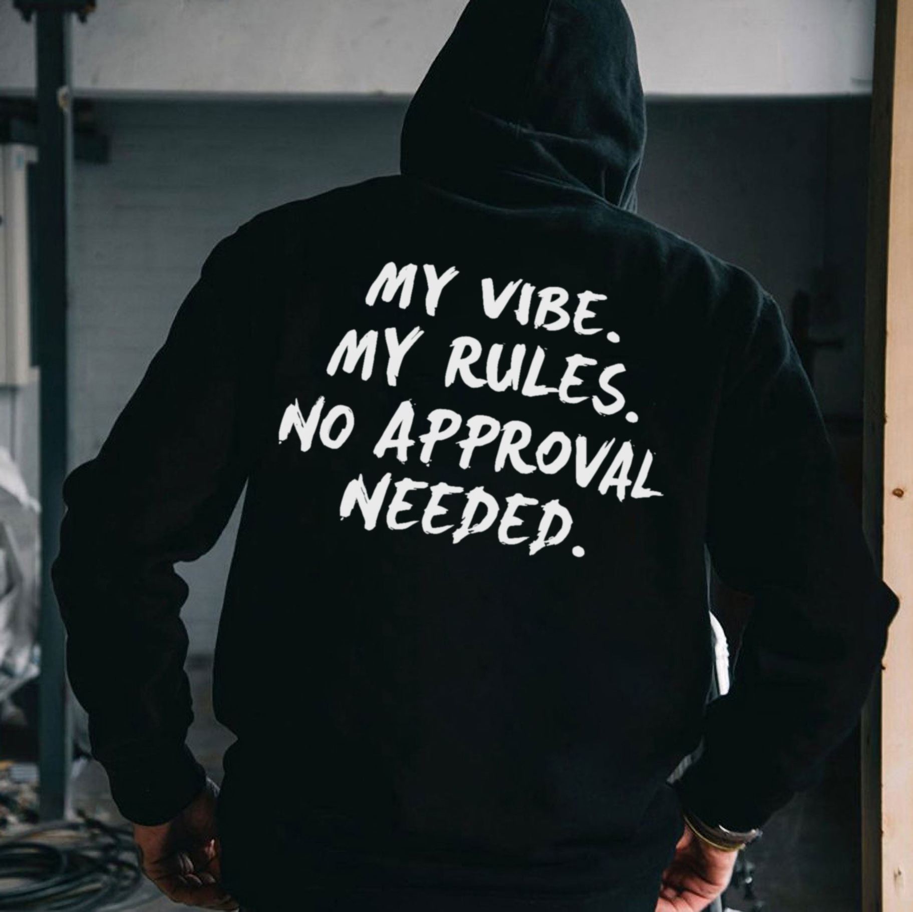 My Vibe. My Rules. No Approval Needed Printed Fleece-lined Unisex Hoodie Image - 1