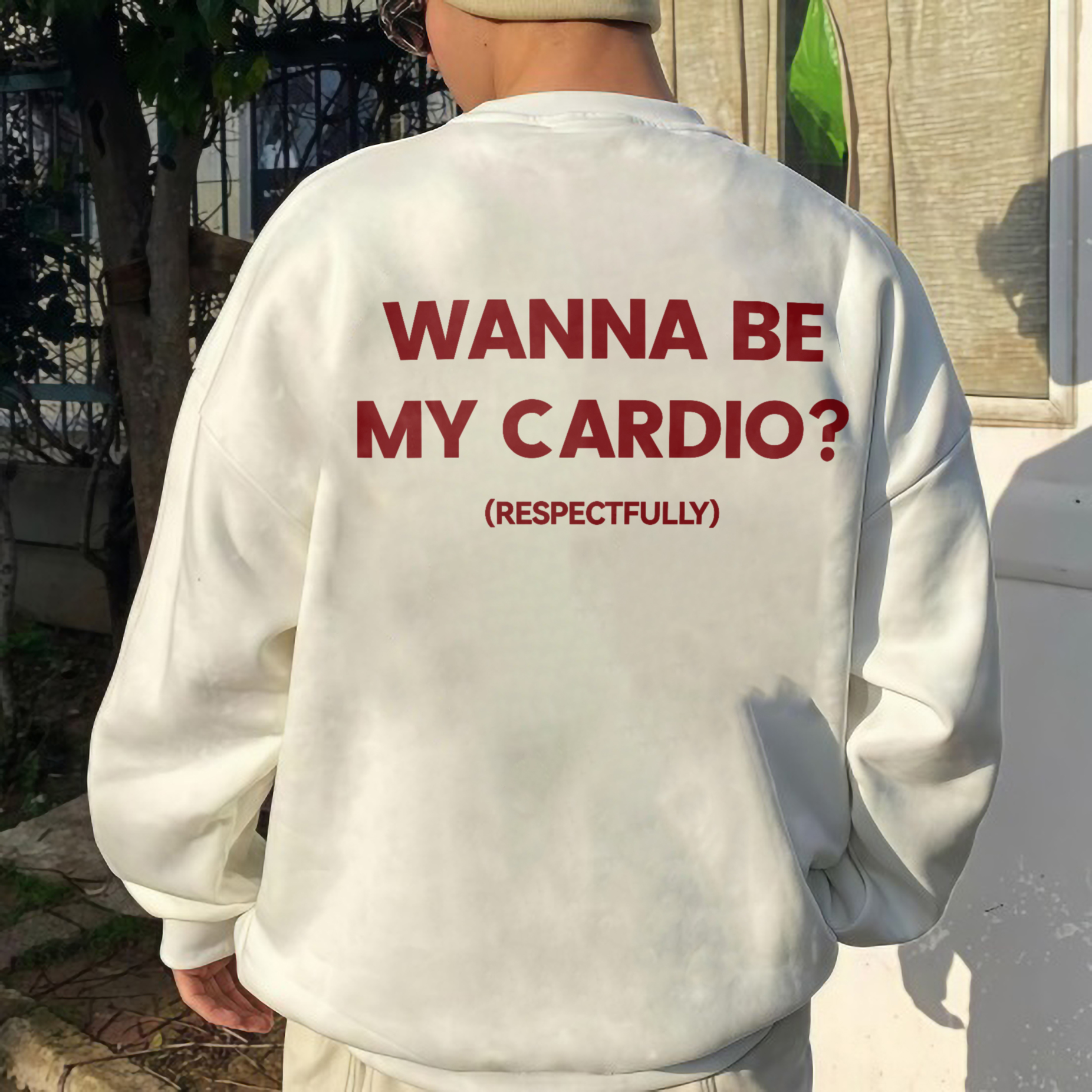 Wanna Be My Cardio? (Respectfully) Printed Fleece-lined Unisex Sweatshirt Image - 1