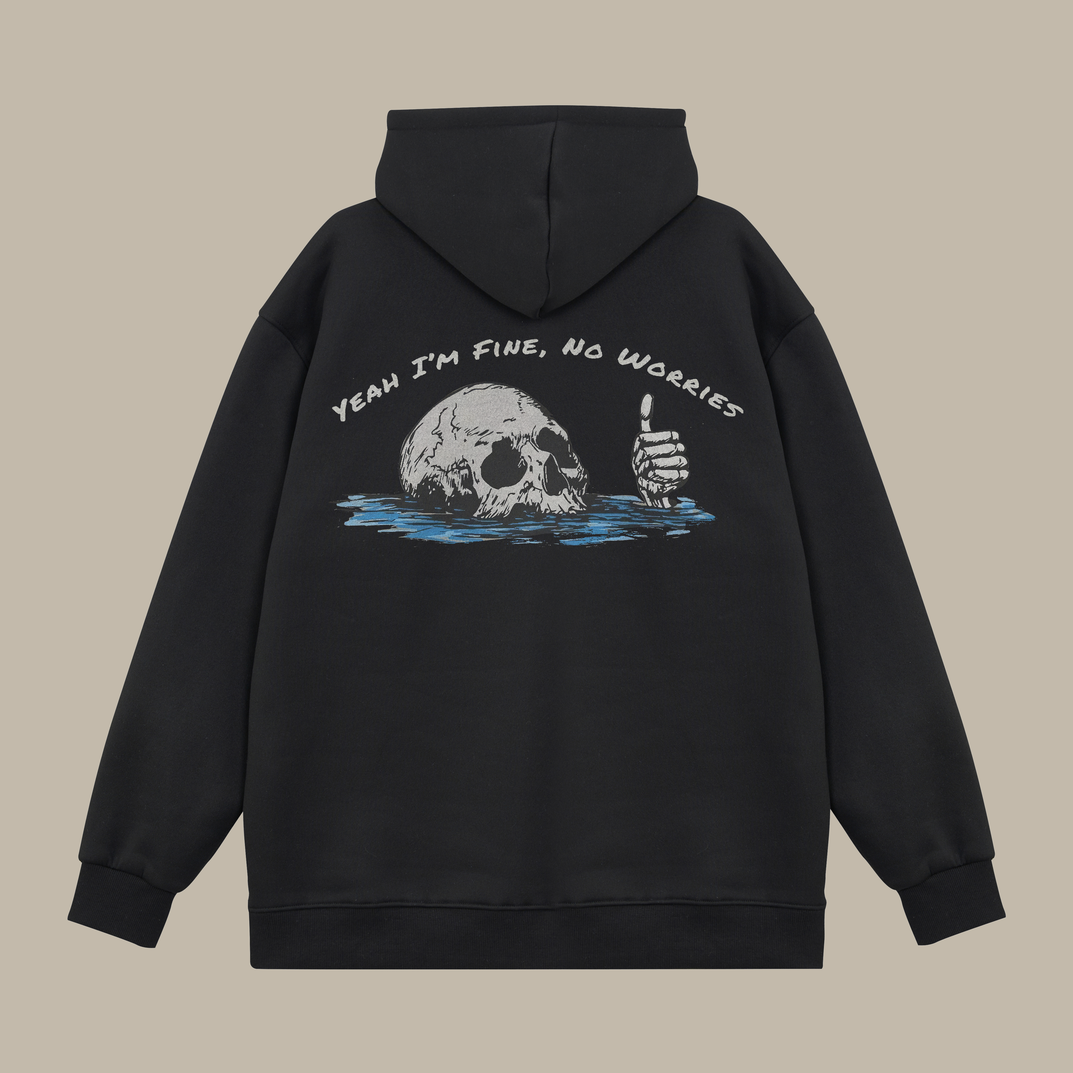 Yeah I'm Fine, No Worries Printed Men's Thickened Hoodie