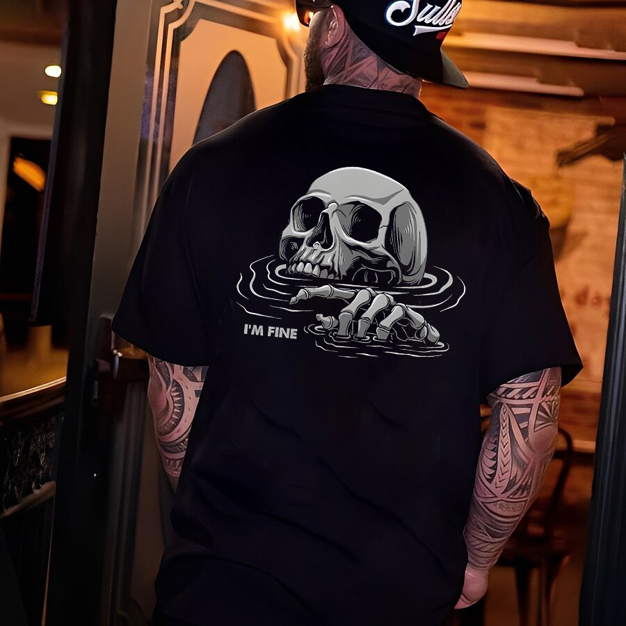 I'm Fine Skull Printed Men's T-Shirt Image - 1