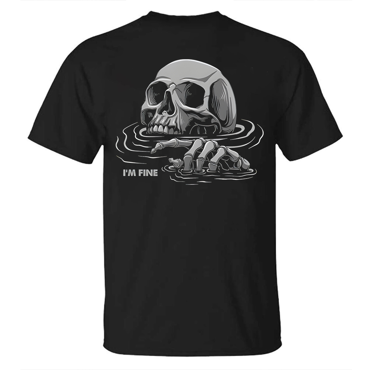 I'm Fine Skull Printed Men's T-Shirt Image - 2