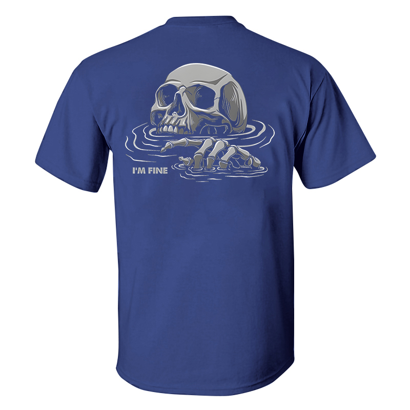 I'm Fine Skull Printed Men's T-Shirt Image - 3