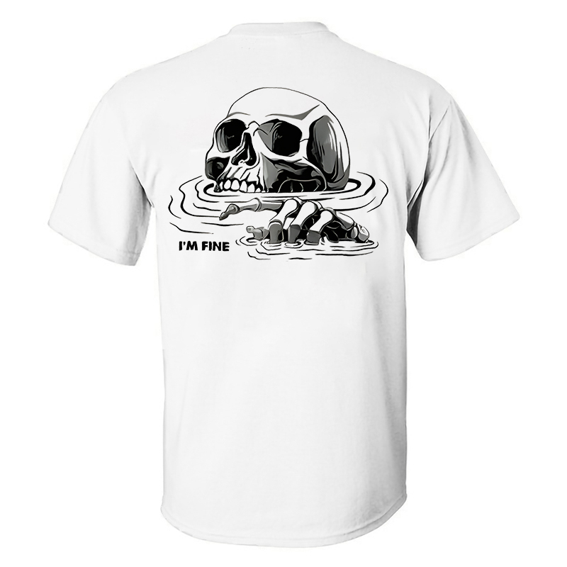 I'm Fine Skull Printed Men's T-Shirt Image - 4
