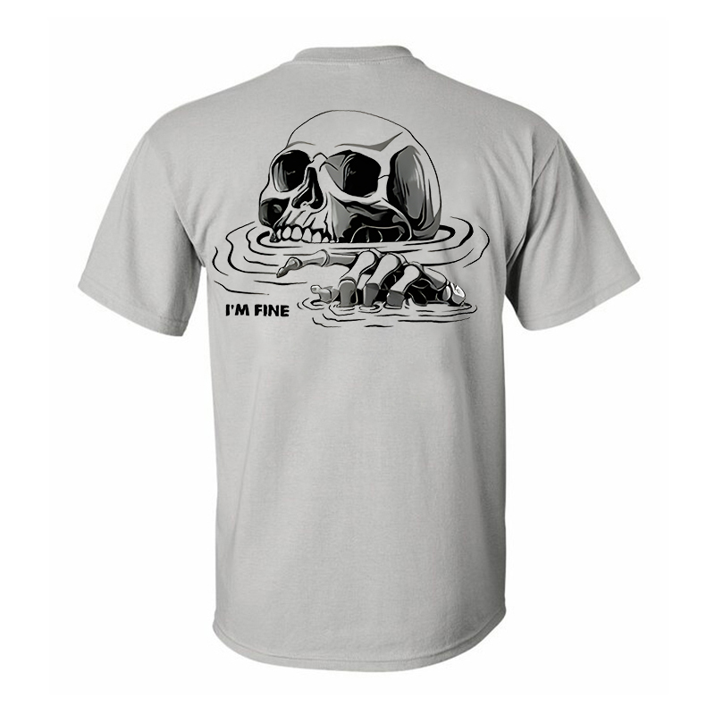 I'm Fine Skull Printed Men's T-Shirt Image - 5