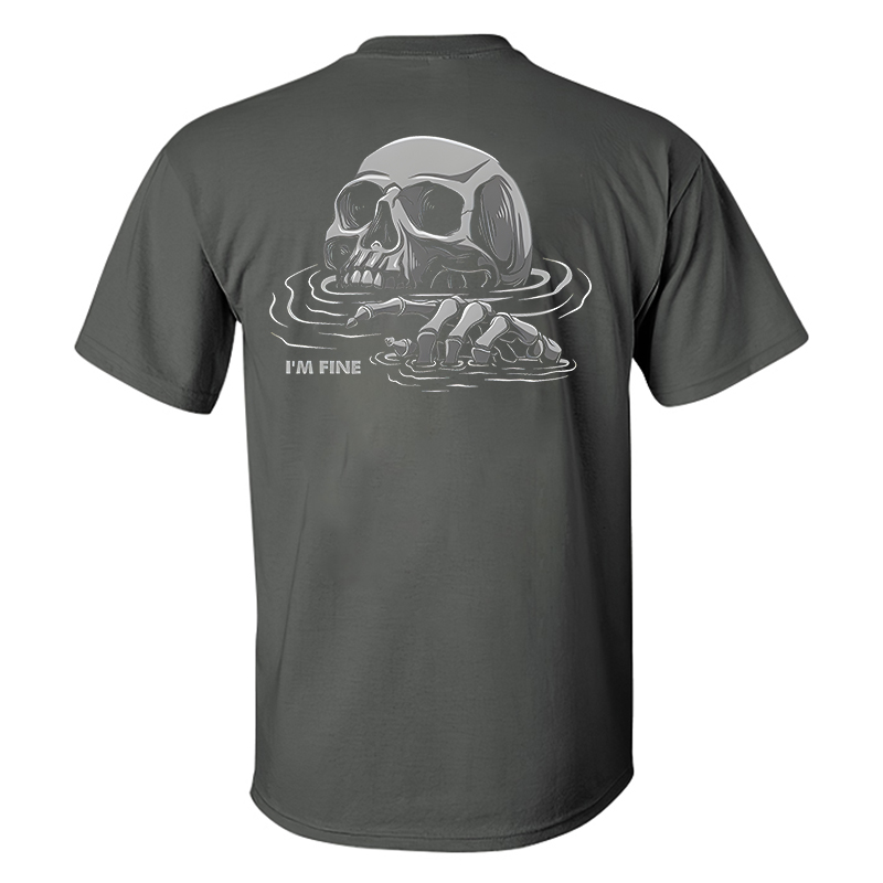 I'm Fine Skull Printed Men's T-Shirt Image - 7