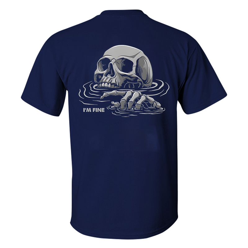 I'm Fine Skull Printed Men's T-Shirt Image - 9