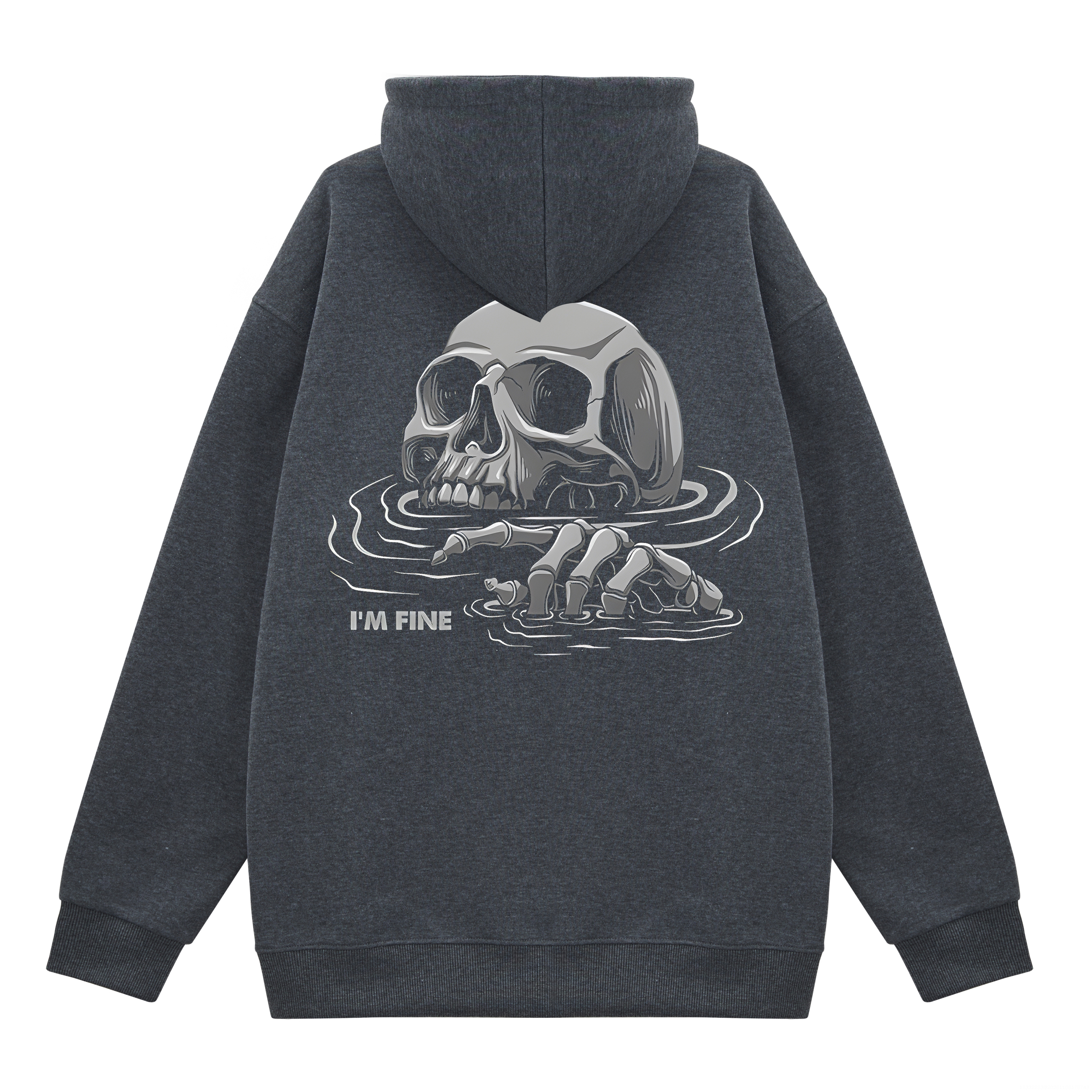 I'm Fine Skull Printed Fleece-lined Unisex Hoodie Image - 4