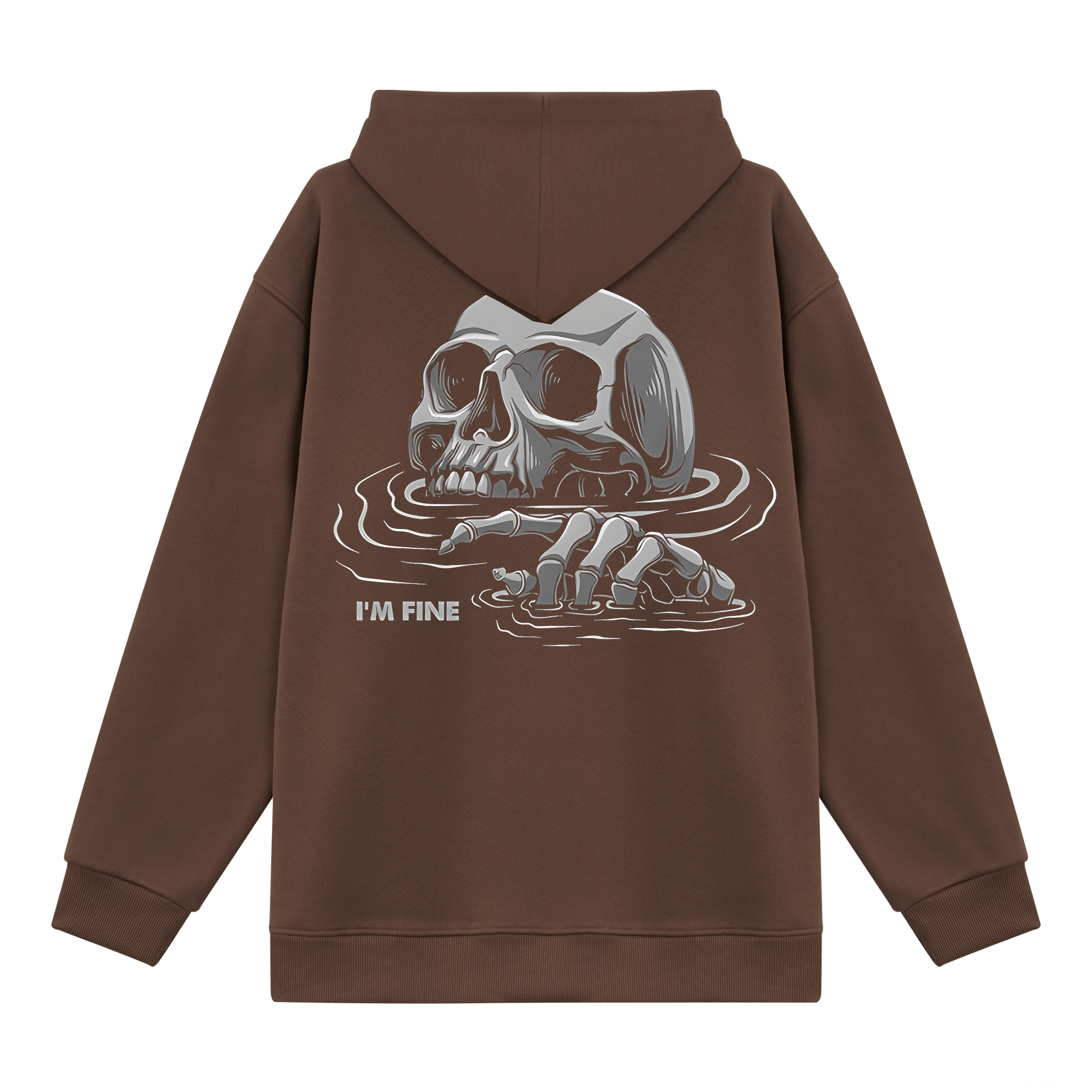 I'm Fine Skull Printed Fleece-lined Unisex Hoodie Image - 5