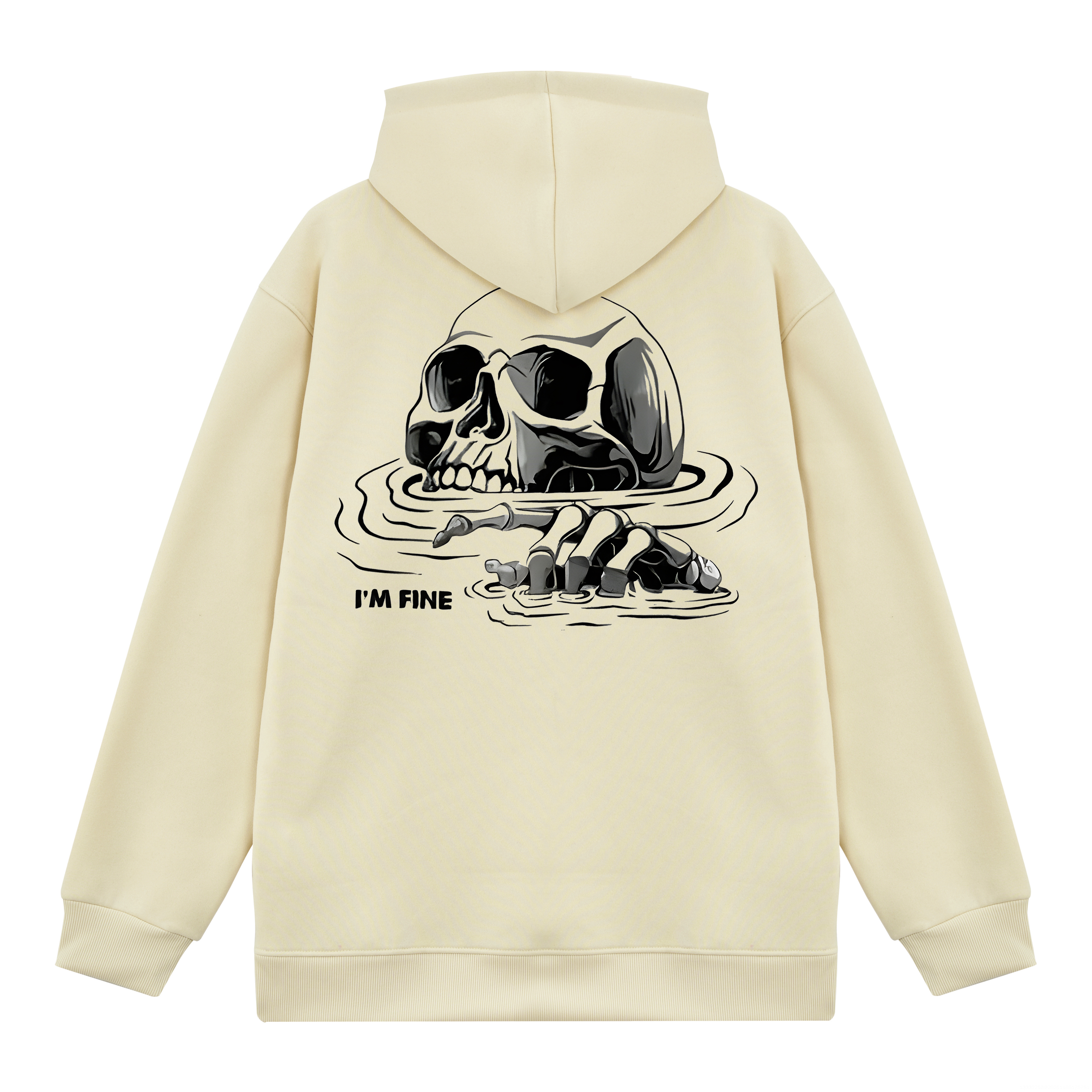 I'm Fine Skull Printed Fleece-lined Unisex Hoodie Image - 6