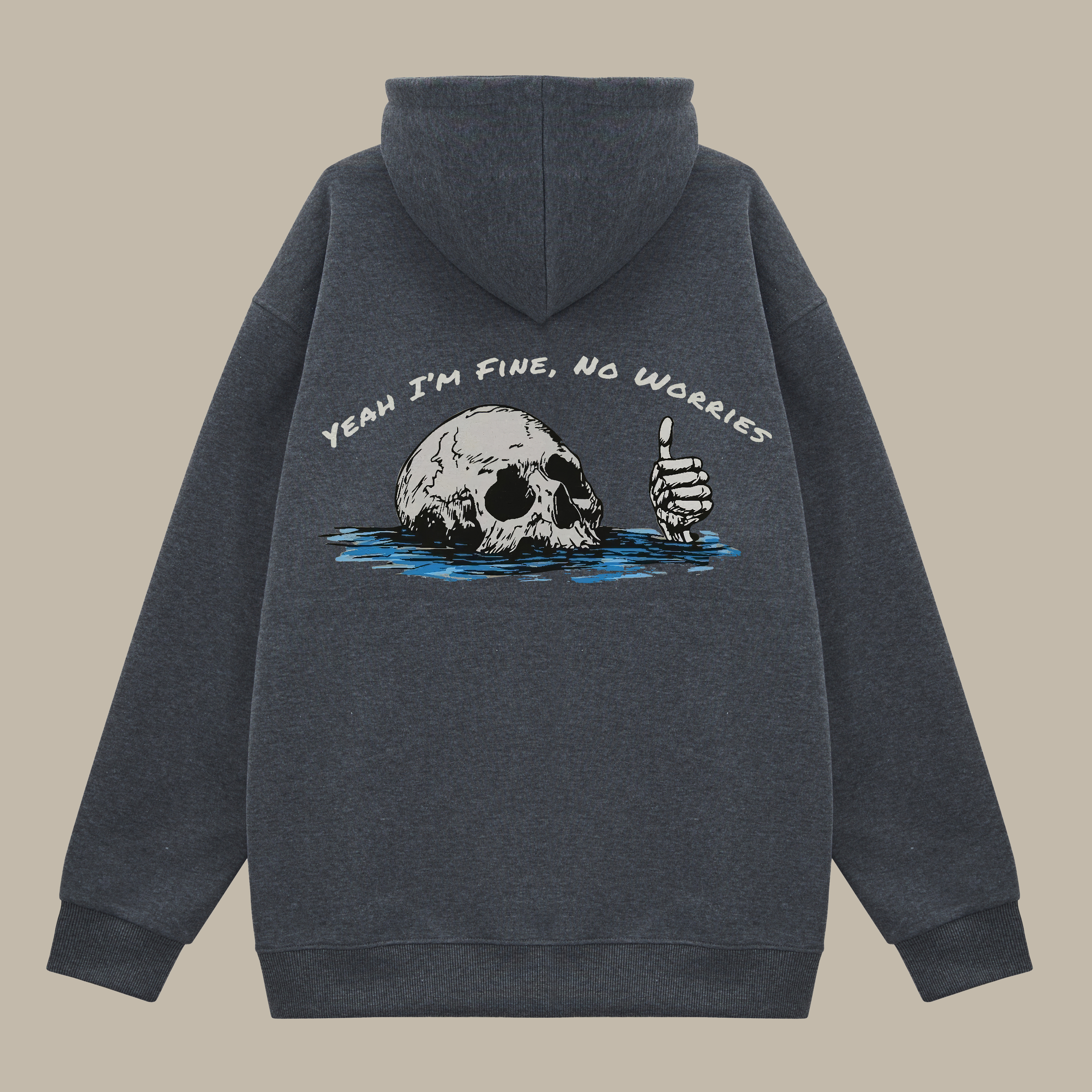 Yeah I'm Fine, No Worries Printed Men's Thickened Hoodie