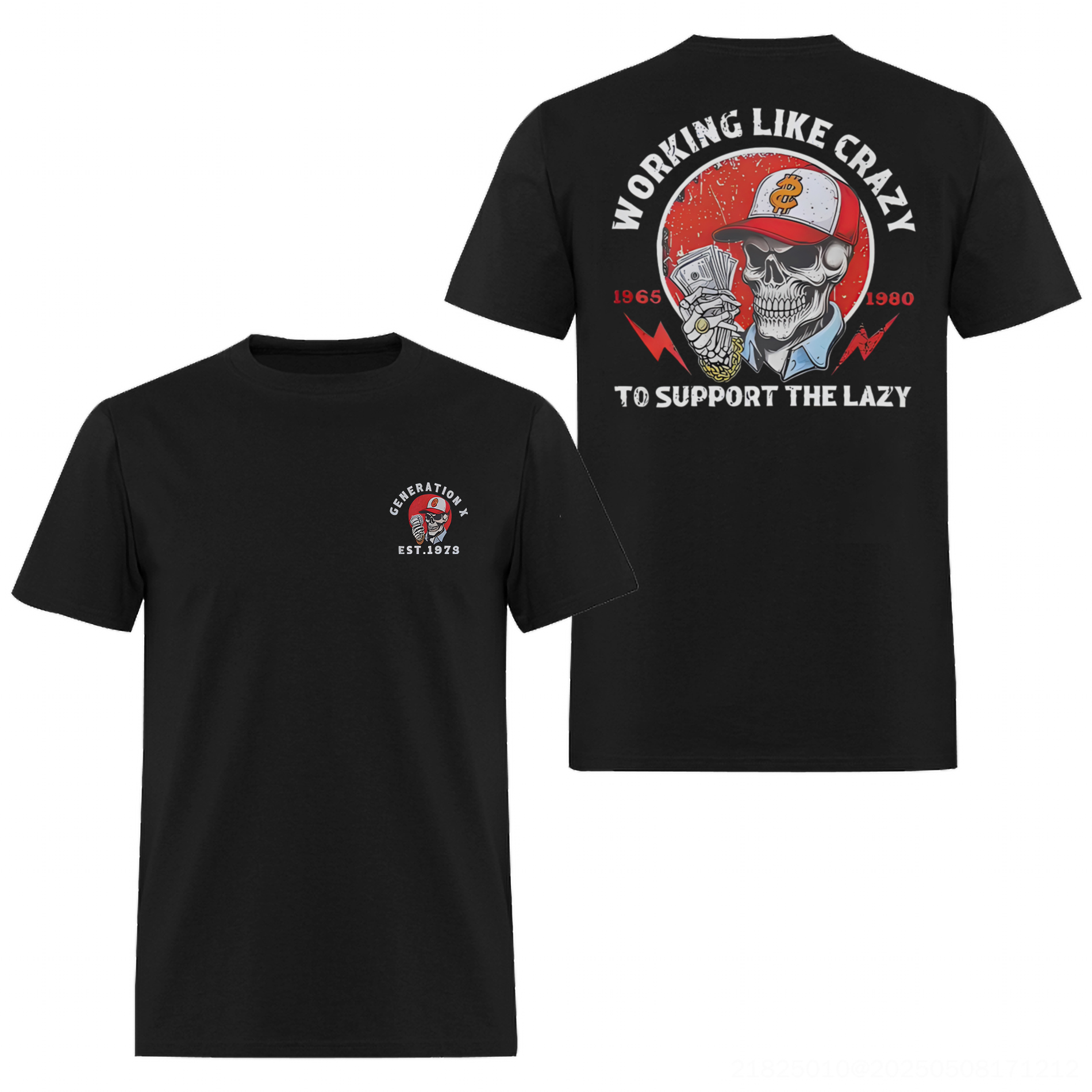 Working Like Crazy To Support The Lazy Printed Men's T-Shirt Image - 3