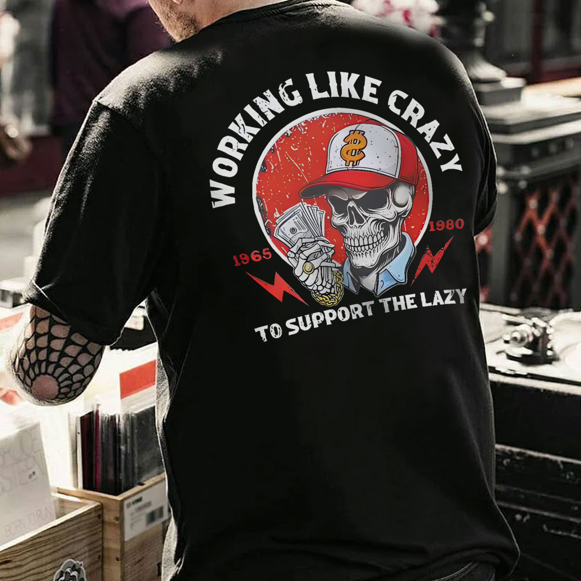 Working Like Crazy To Support The Lazy Printed Men's T-Shirt Image - 1