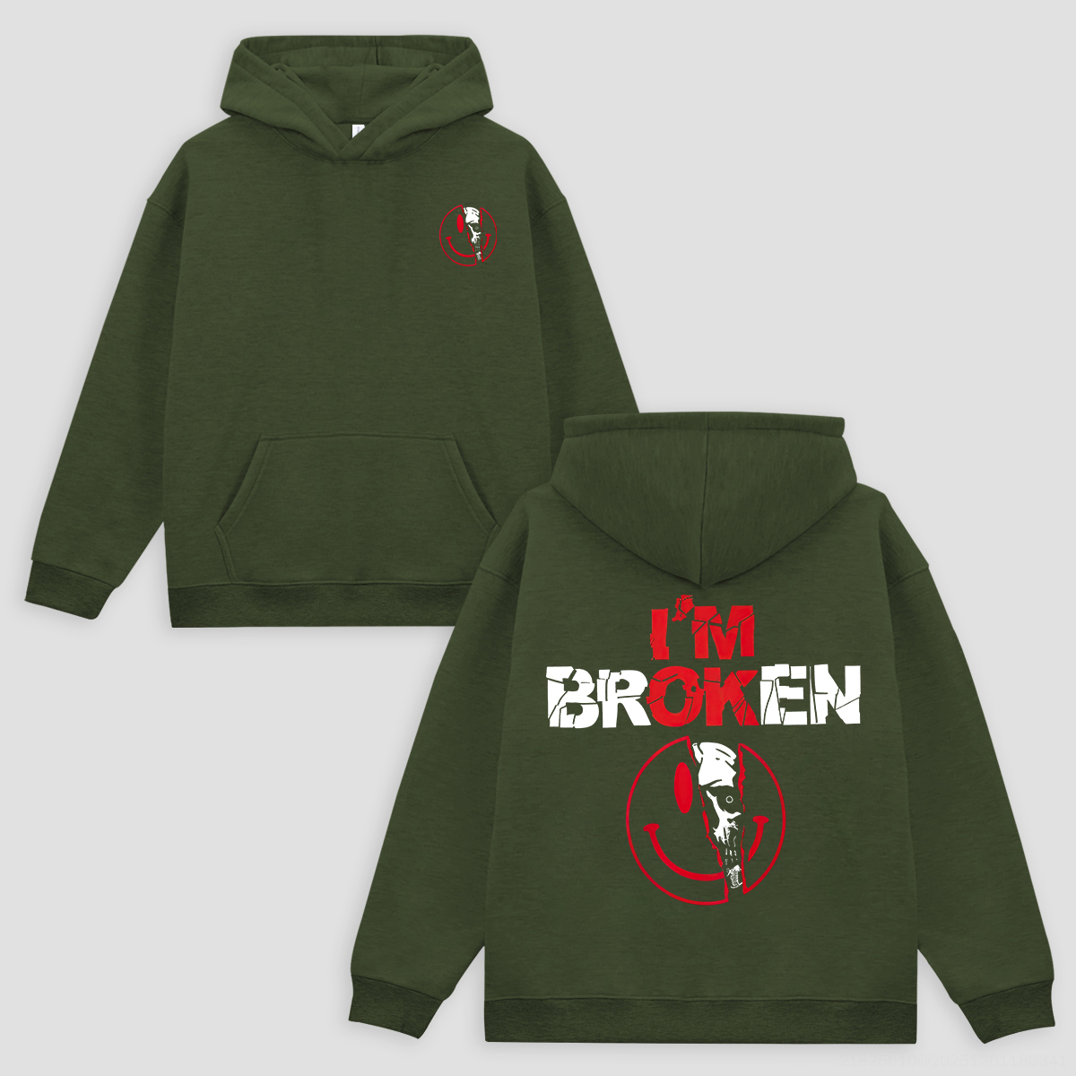 I'm Ok I'm Broken Printed Fleece-lined Unisex Hoodie Image - 9