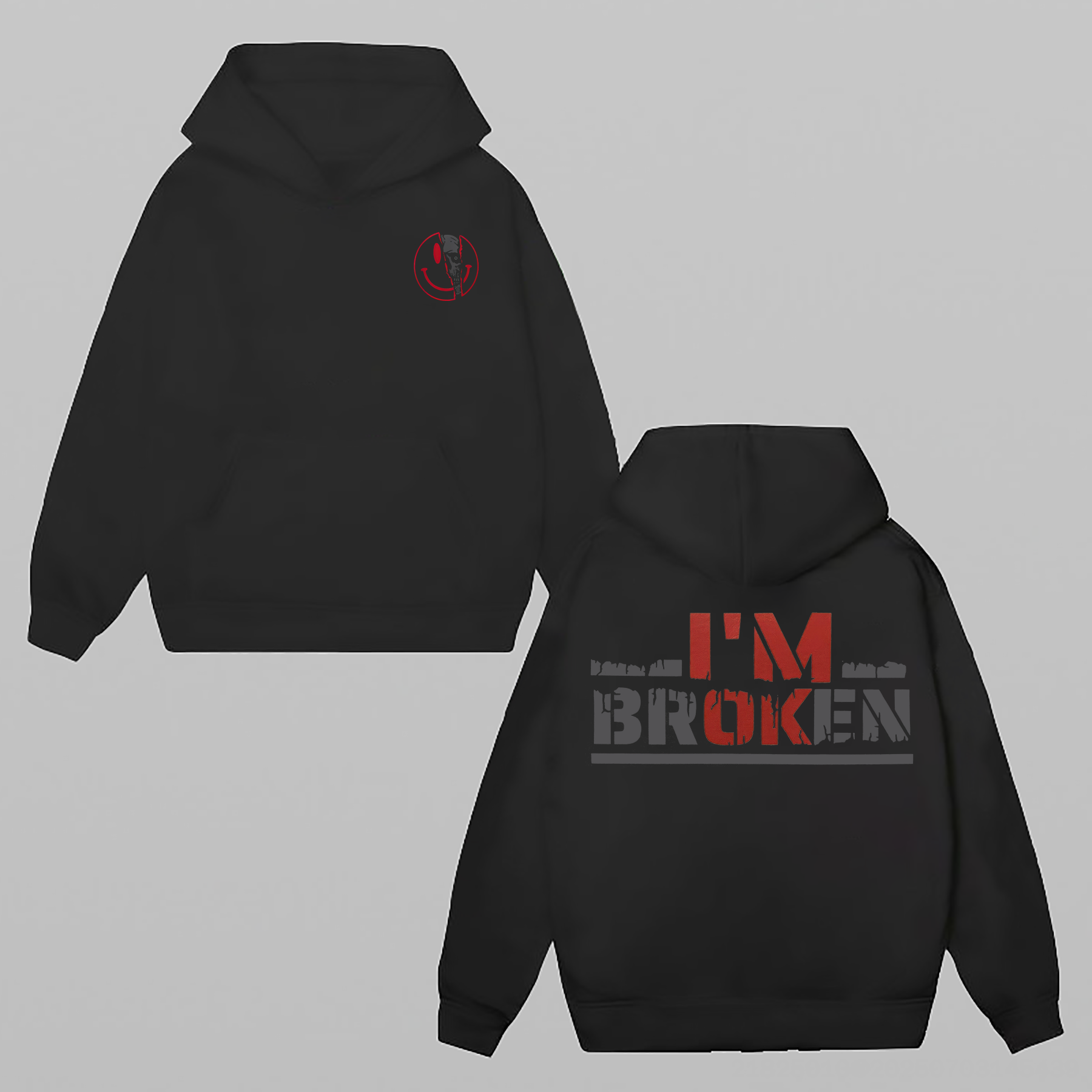 I'm Ok I'm Broken Printed Fleece-lined Unisex Hoodie Image - 2