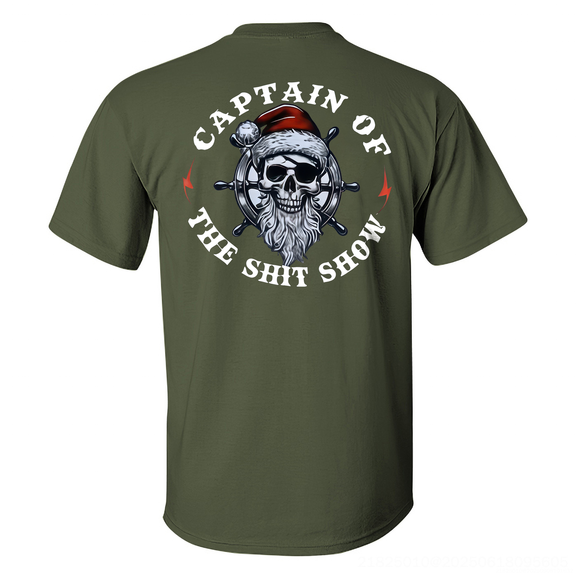 Captain Of The Shit Show Skull Christmas Printed Men's T-shirt Image - 4