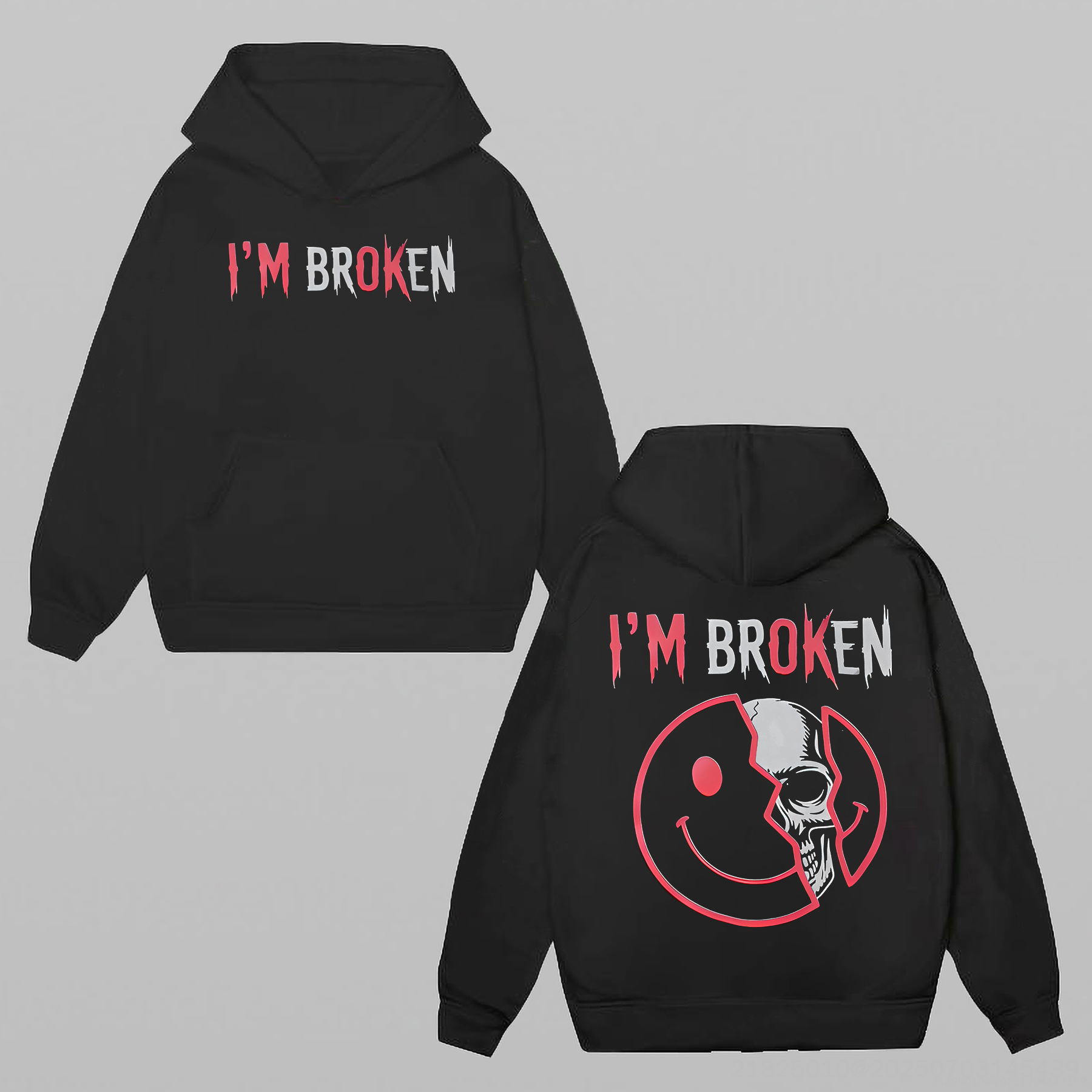 I'm Ok I'm Broken Printed Fleece-lined Unisex Hoodie Image - 3