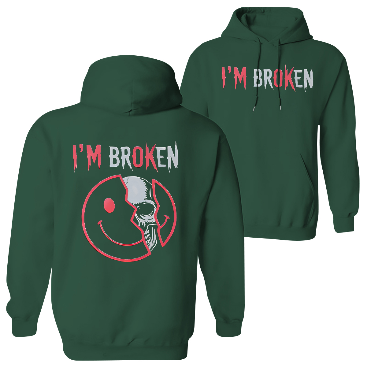 I'm Ok I'm Broken Printed Fleece-lined Unisex Hoodie Image - 7