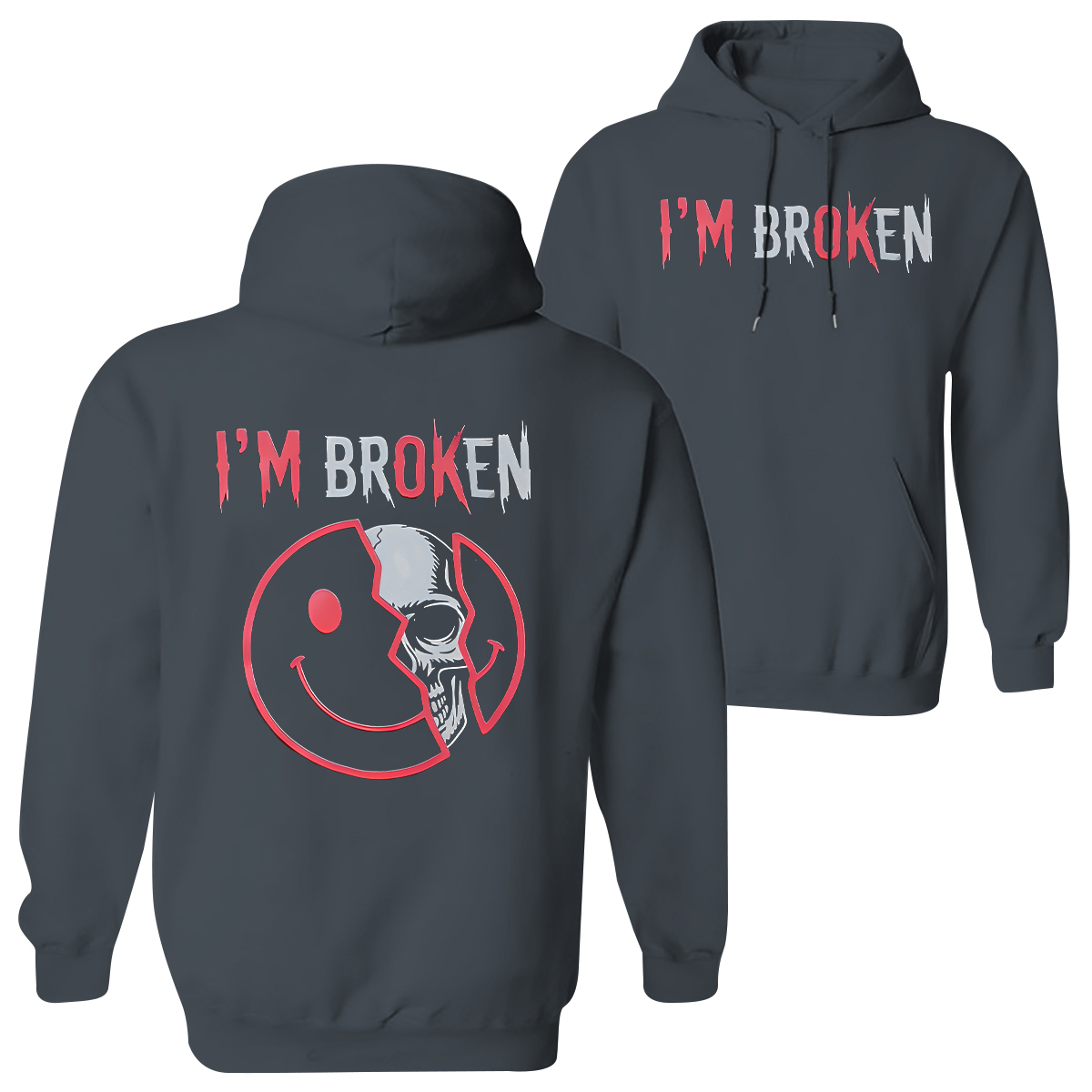 I'm Ok I'm Broken Printed Fleece-lined Unisex Hoodie Image - 9