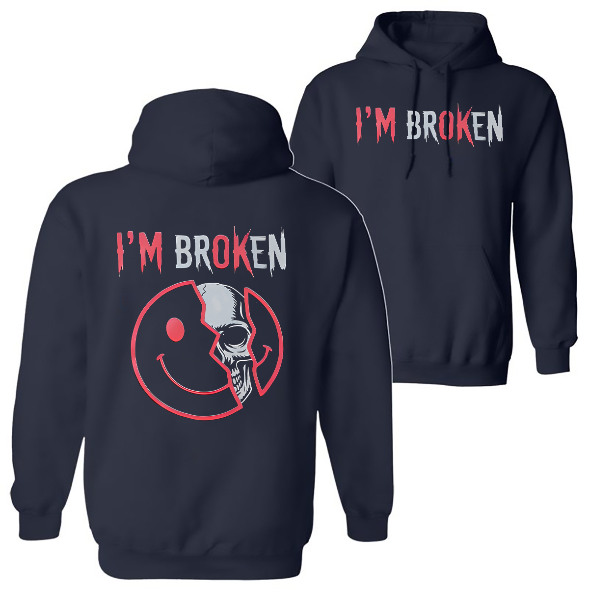I'm Ok I'm Broken Printed Fleece-lined Unisex Hoodie Image - 5