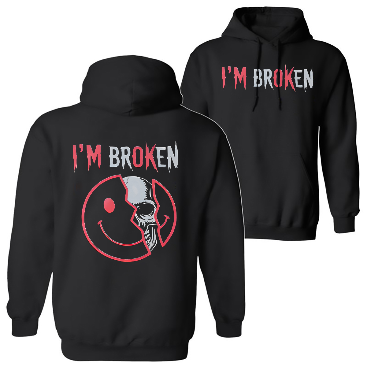 I'm Ok I'm Broken Printed Fleece-lined Unisex Hoodie Image - 11