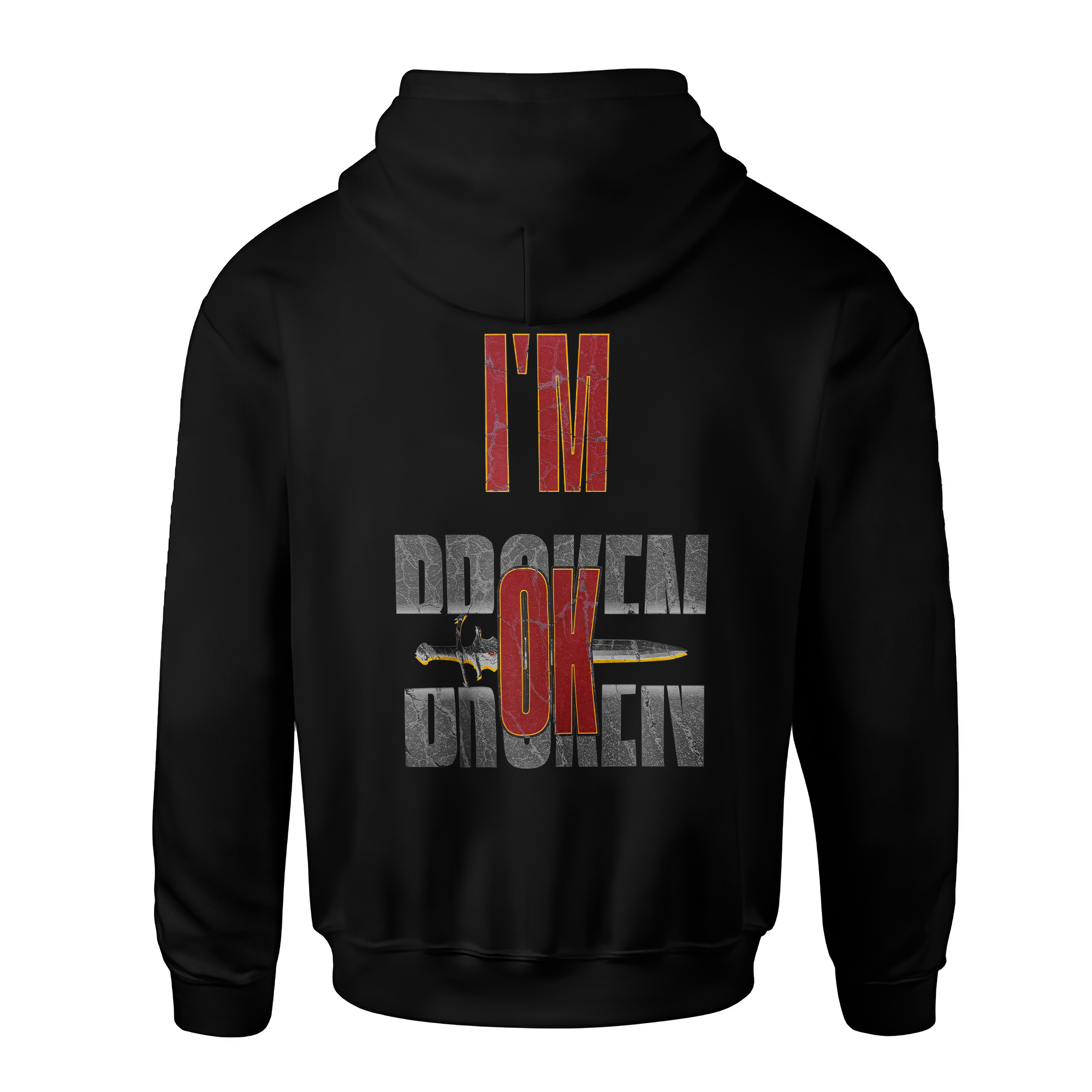 I'm OK I'm Broken Printed Fleece-lined Unisex Hoodie
