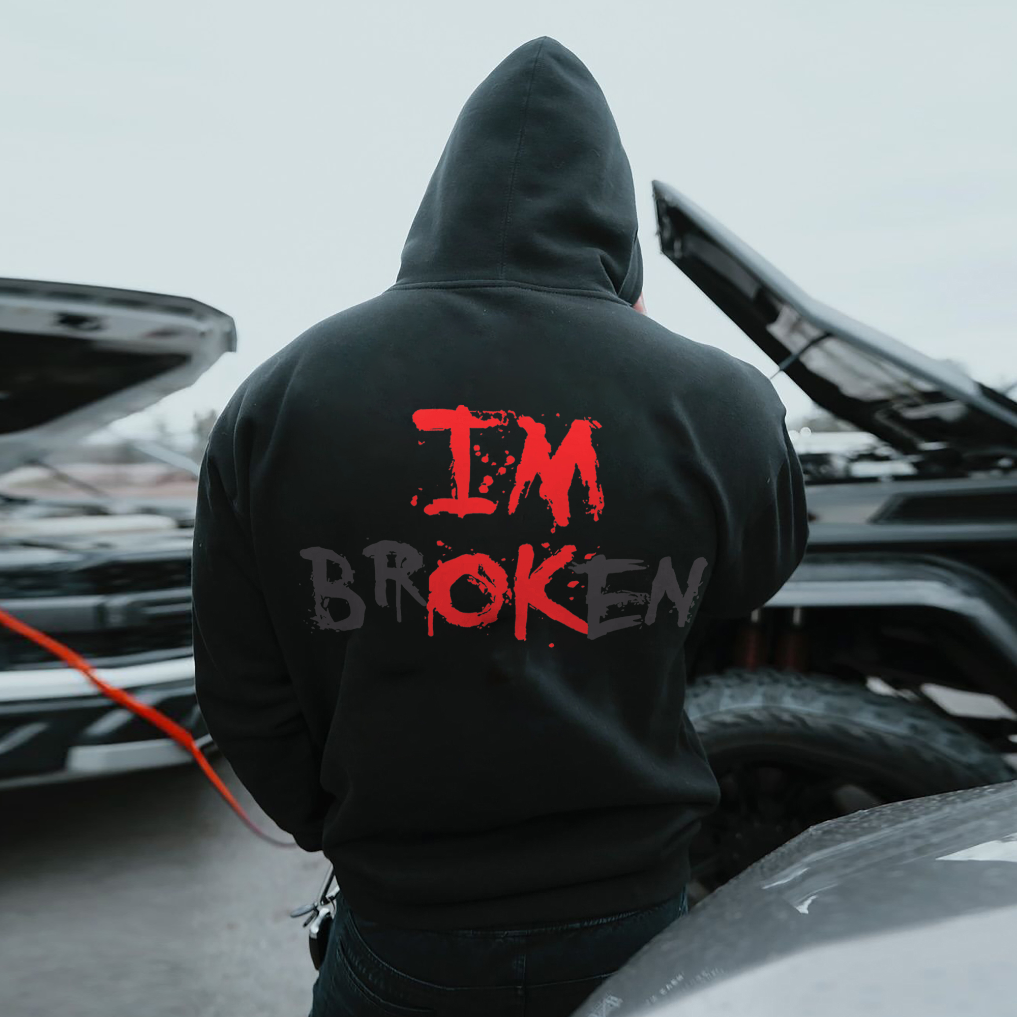 I'm OK I'm Broken Printed Fleece-lined Unisex Hoodie