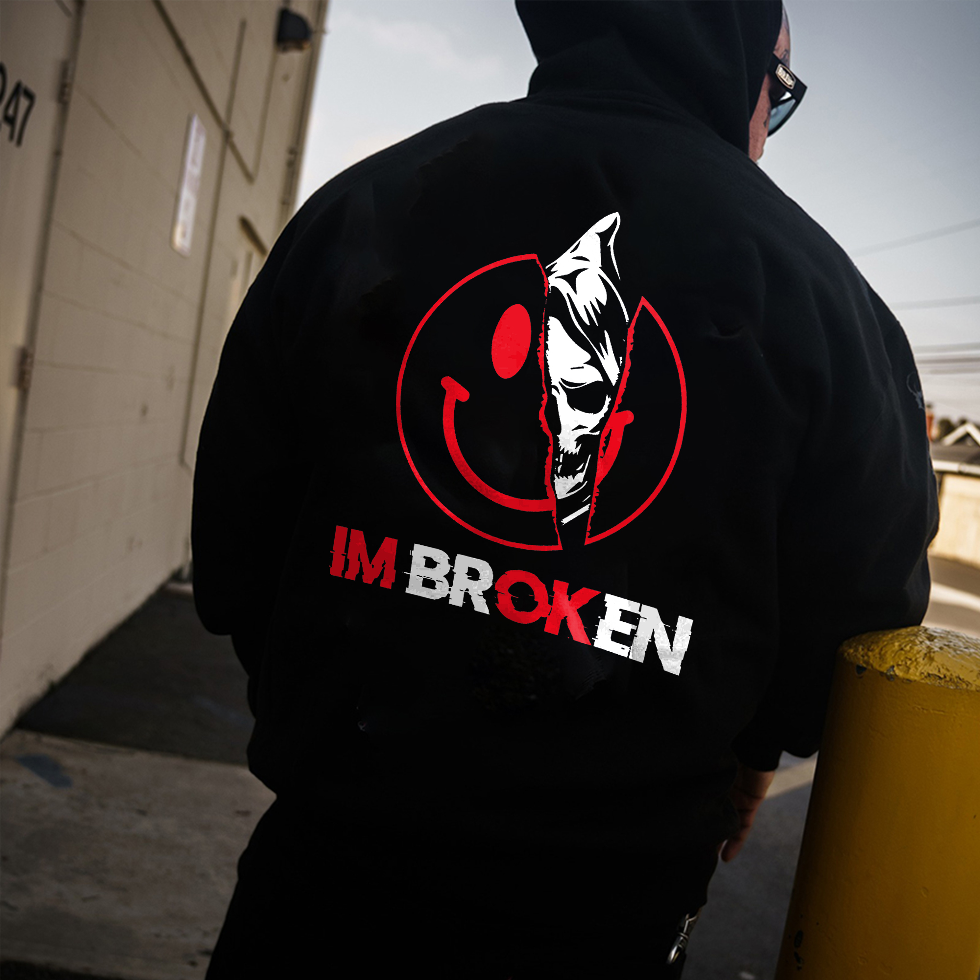 I'm OK I'm Broken Printed Fleece-lined Unisex Hoodie