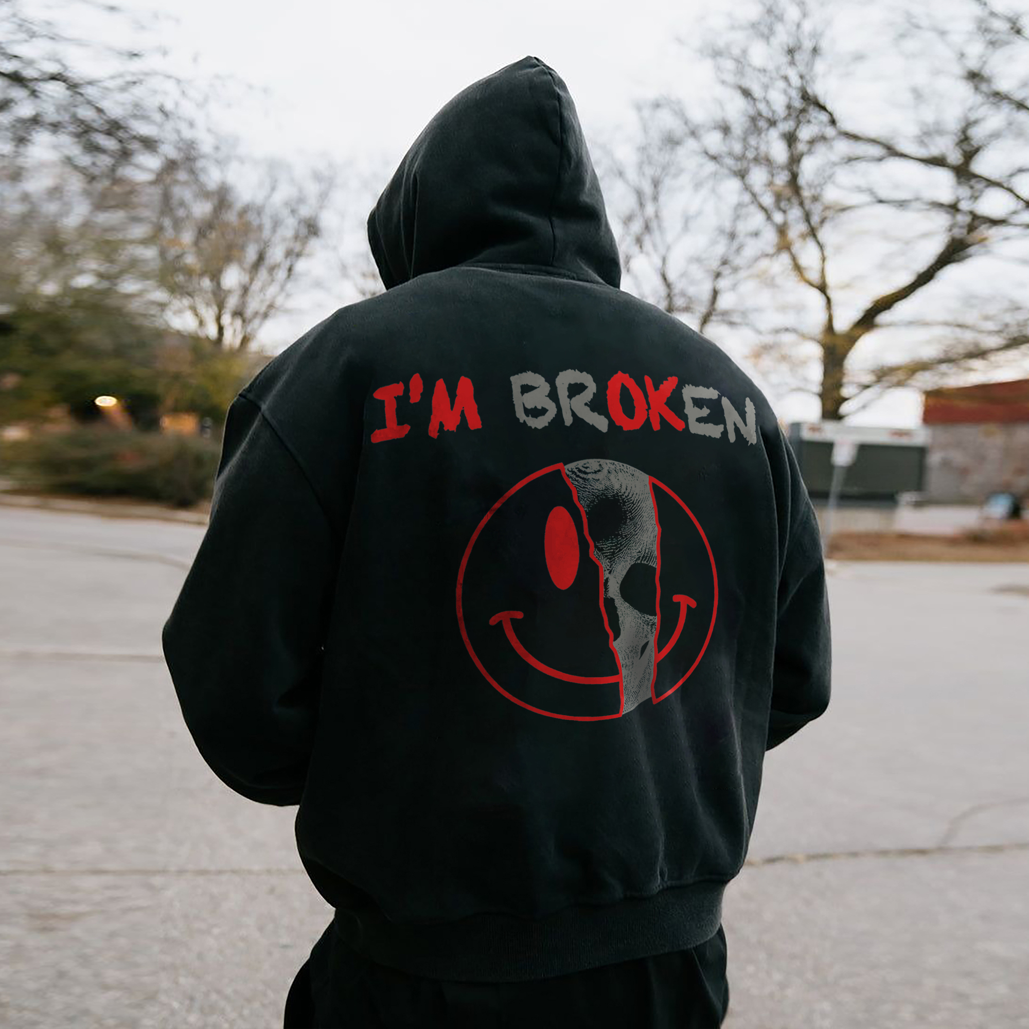 I'm OK I'm Broken Printed Fleece-lined Unisex Hoodie