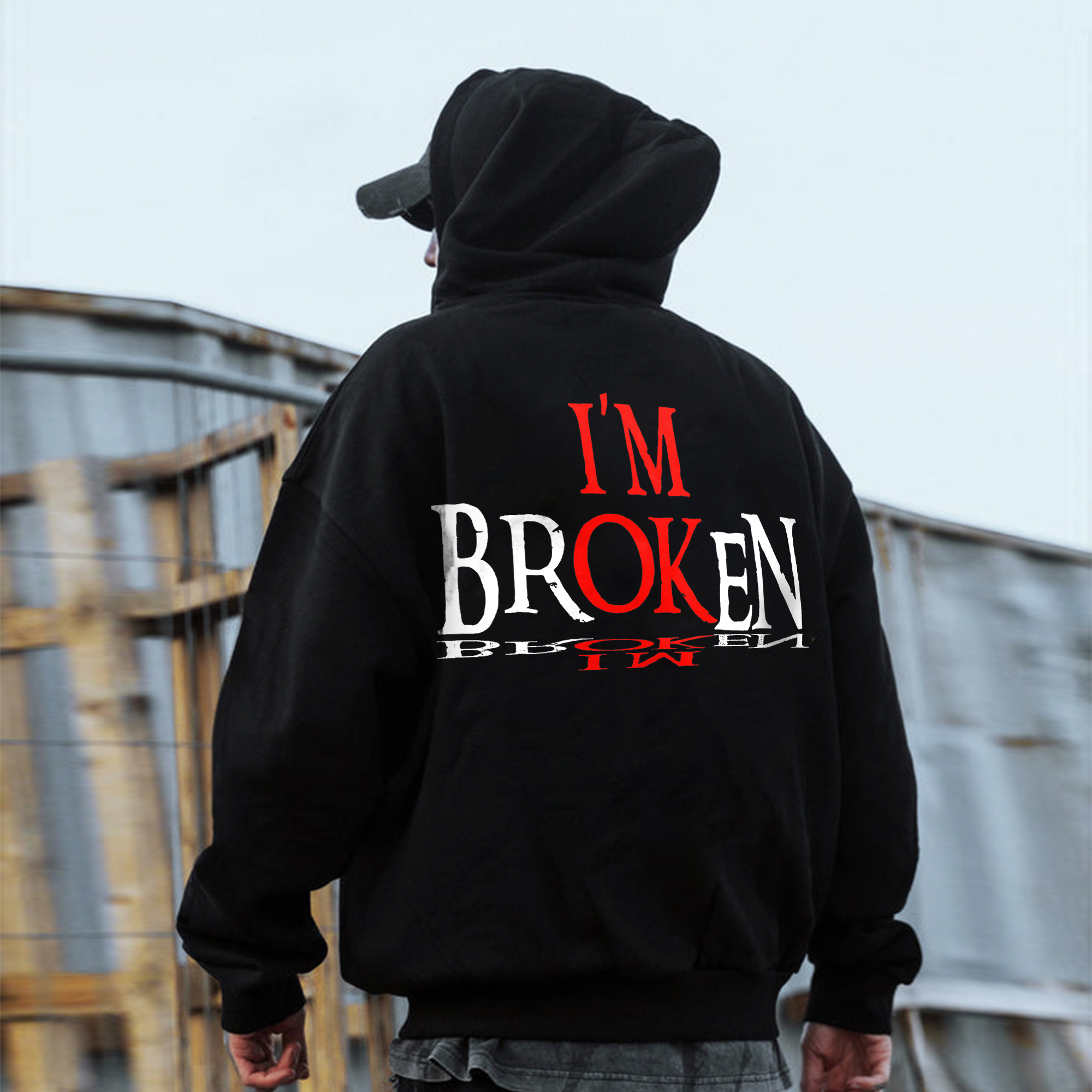 I'm OK I'm Broken Printed Fleece-lined Unisex Hoodie