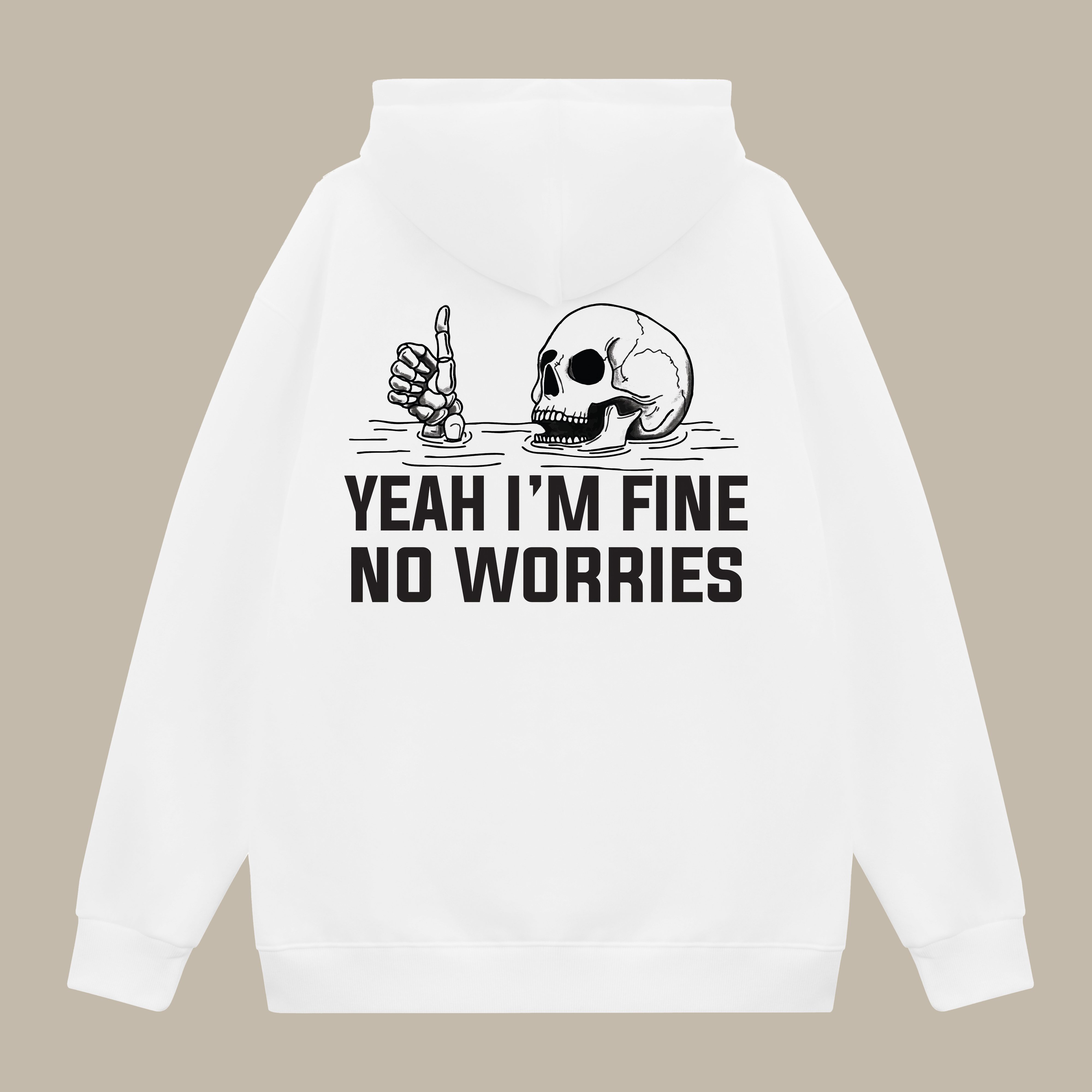 Yeah I'm Fine No Worries Printed Men's Thickened Hoodie