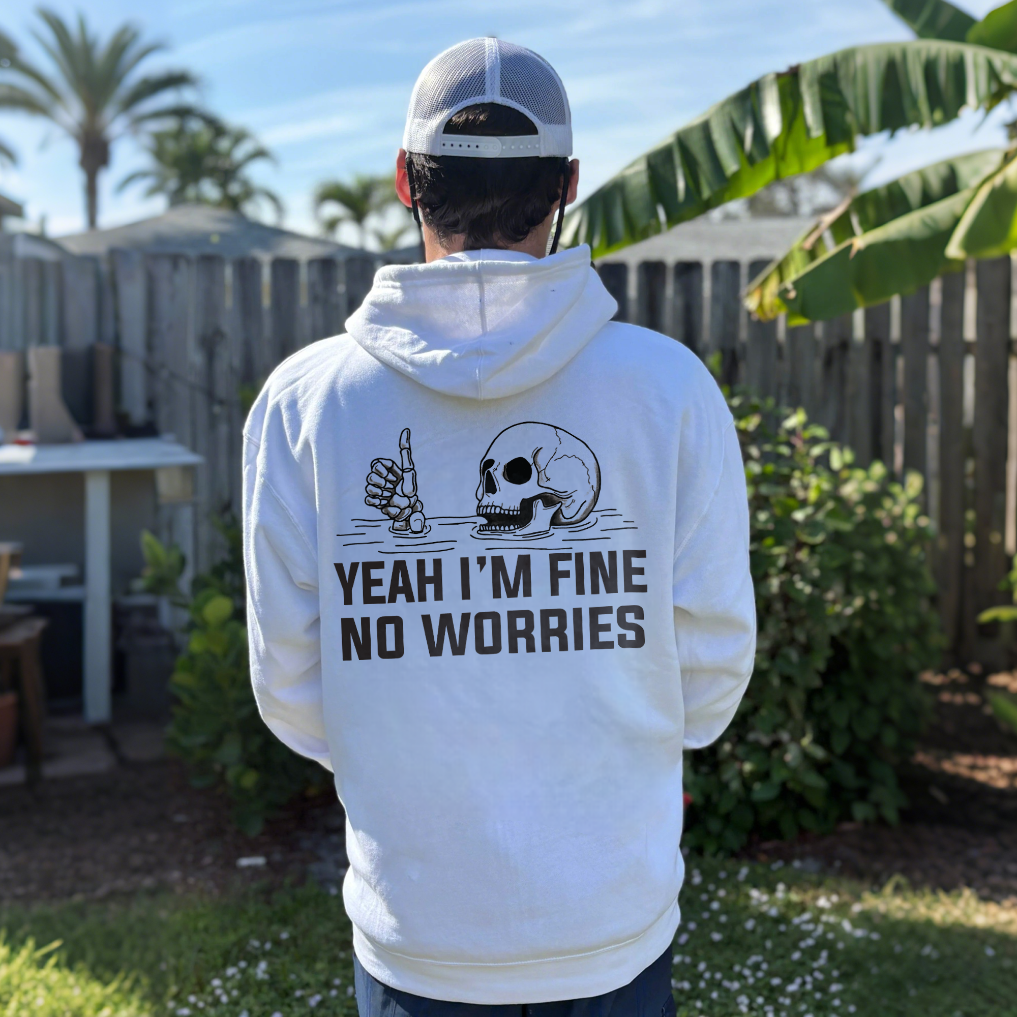 Yeah I'm Fine No Worries Printed Men's Thickened Hoodie