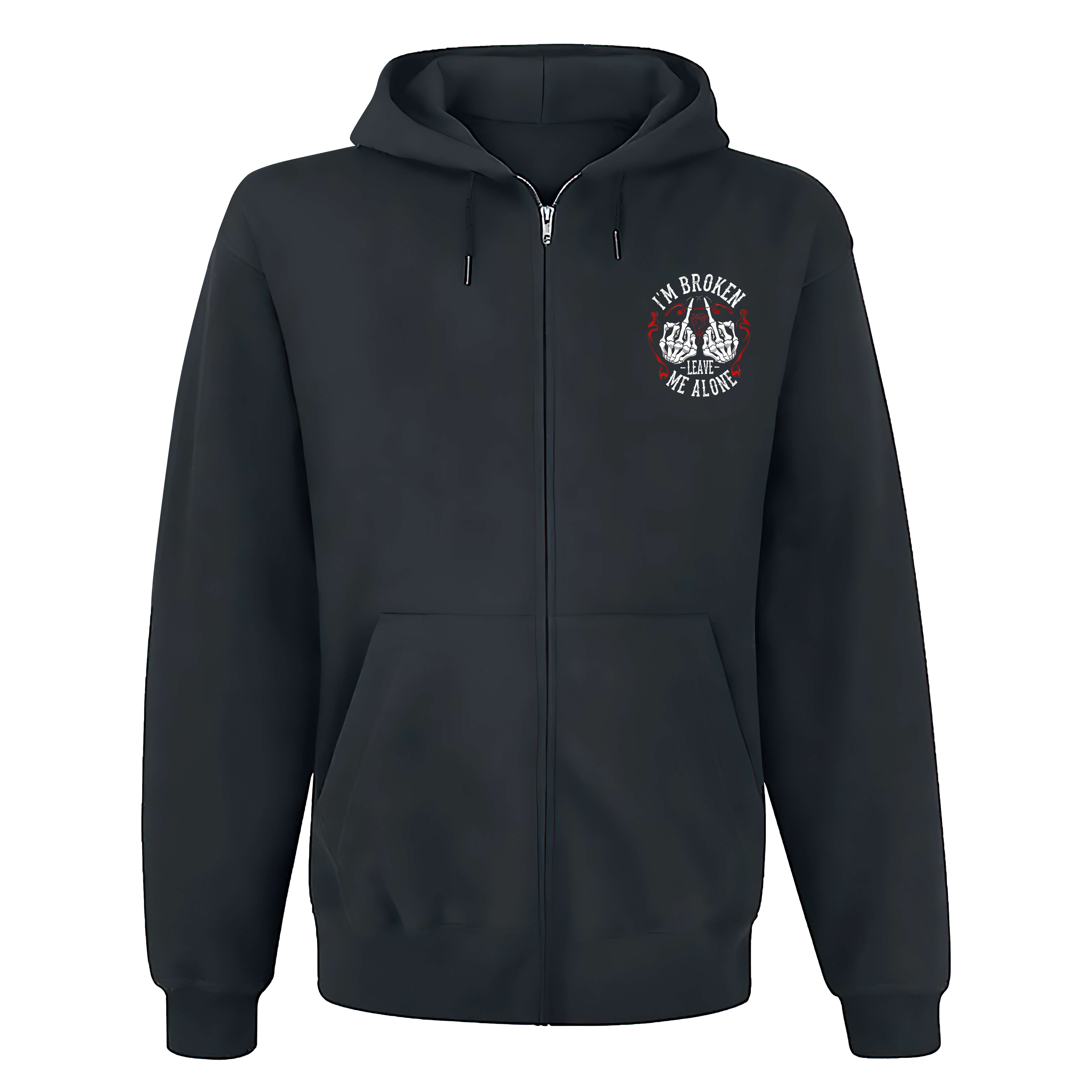 I'm Broken Leave Me Alone Printed Unisex Zipper Hoodie Image - 3