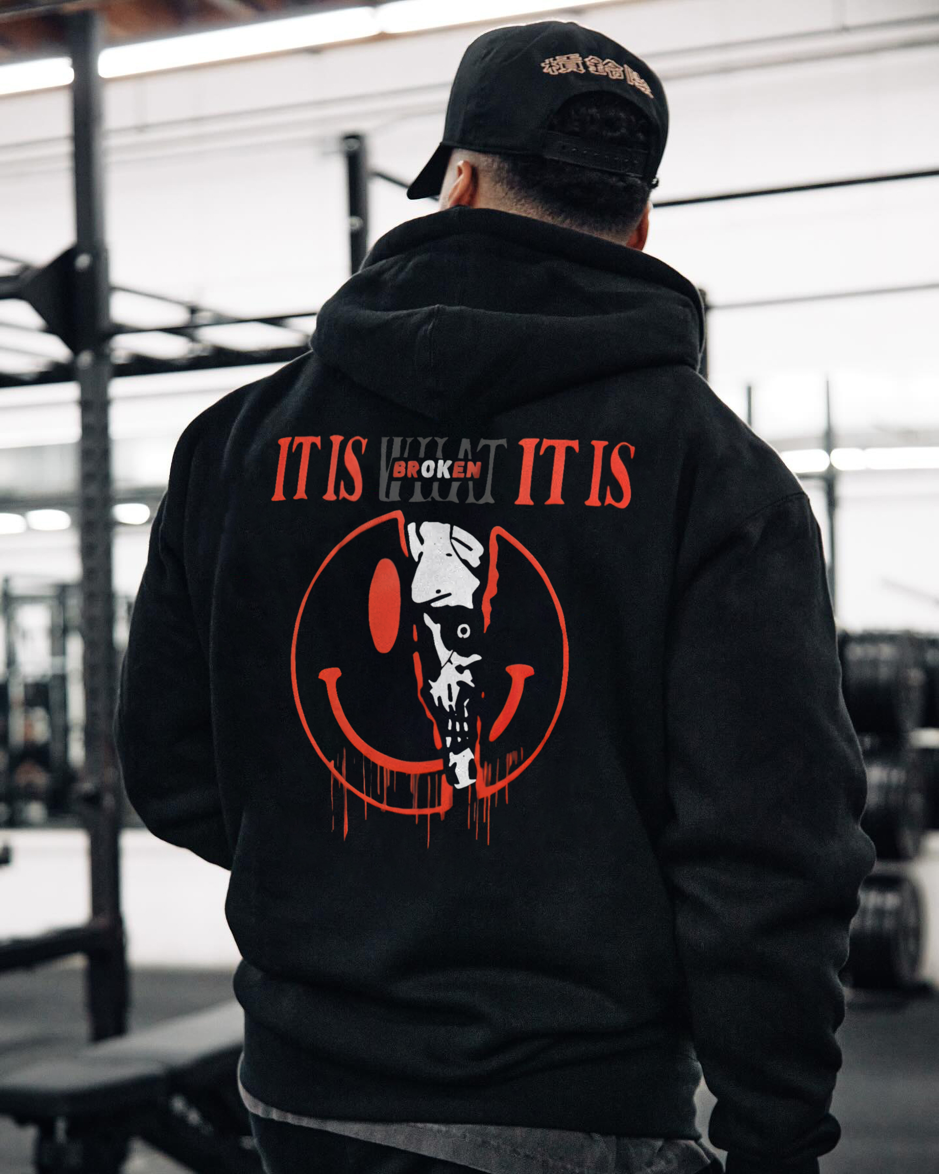 It Is What It Is Broken Skull Printed Fleece-lined Unisex Pocketless Hoodie Image - 1