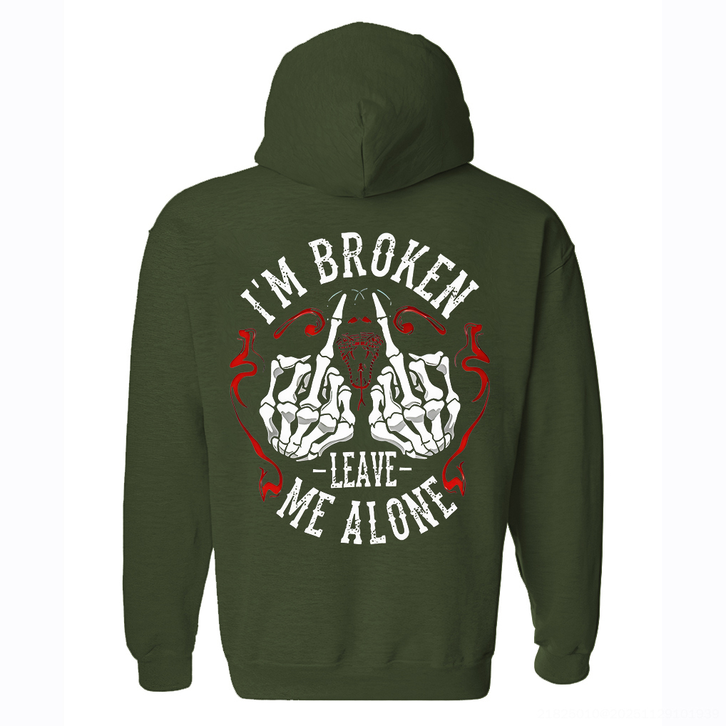 I'm Broken Leave Me Alone Printed Fleece-lined Unisex Hoodie Image - 7