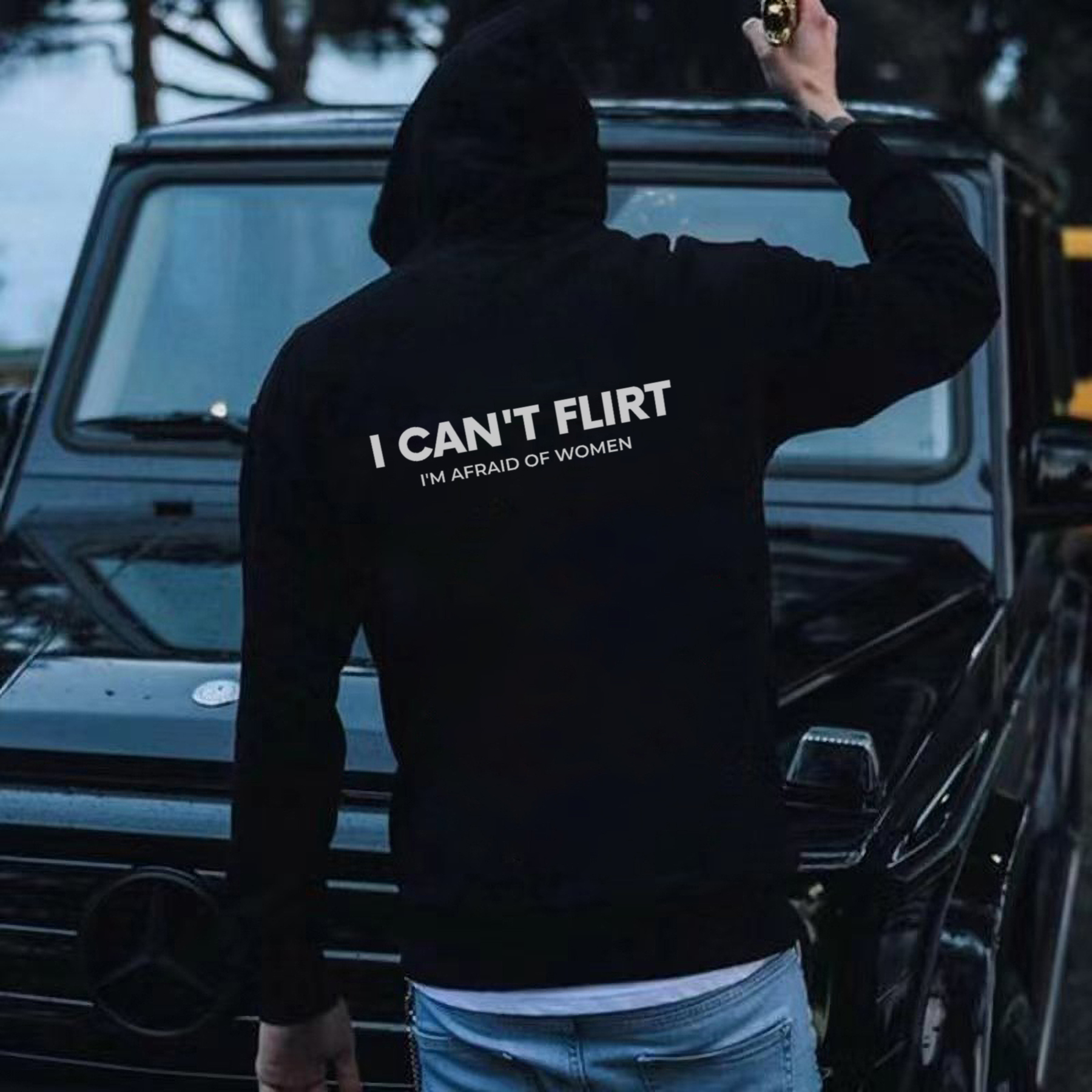 I Can't Flirt I'm Afraid Of Women Printed Fleece-lined Unisex Hoodie Image - 1