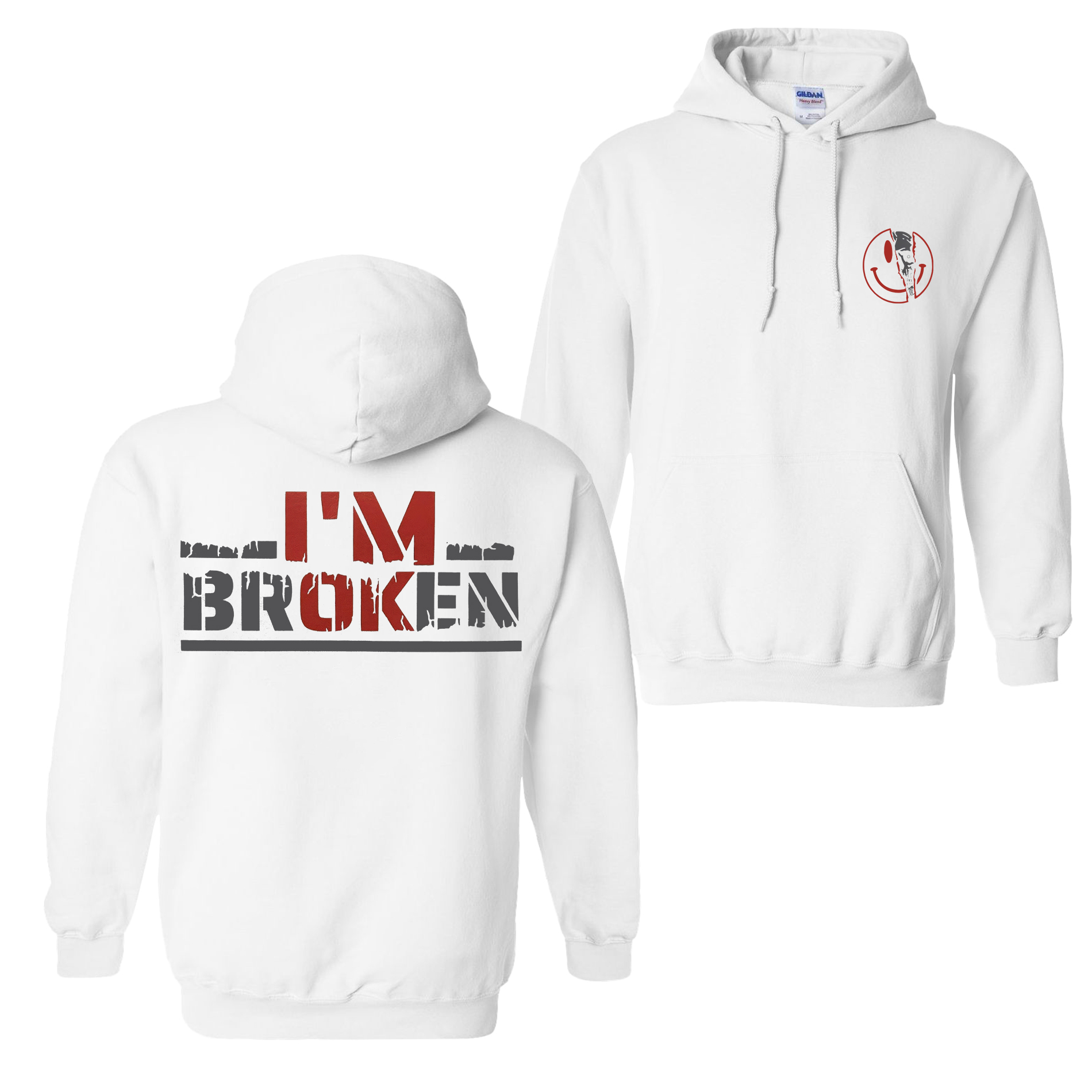 I'm Ok I'm Broken Printed Fleece-lined Unisex Hoodie Image - 3