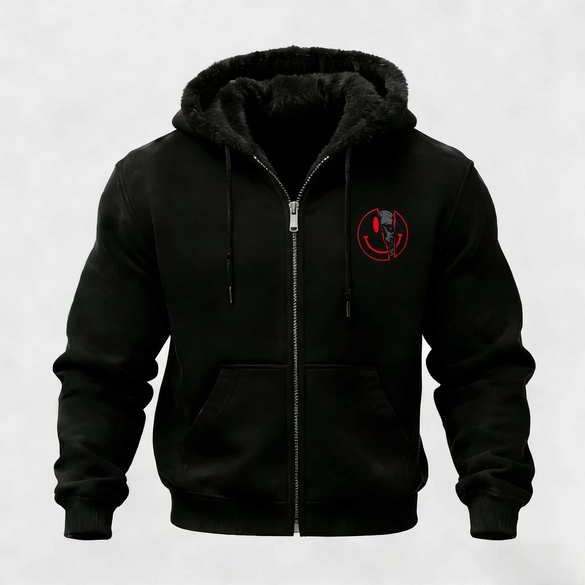 I'm Ok I'm Broken Printed Zippered Hooded Fleece Cardigan Image - 3