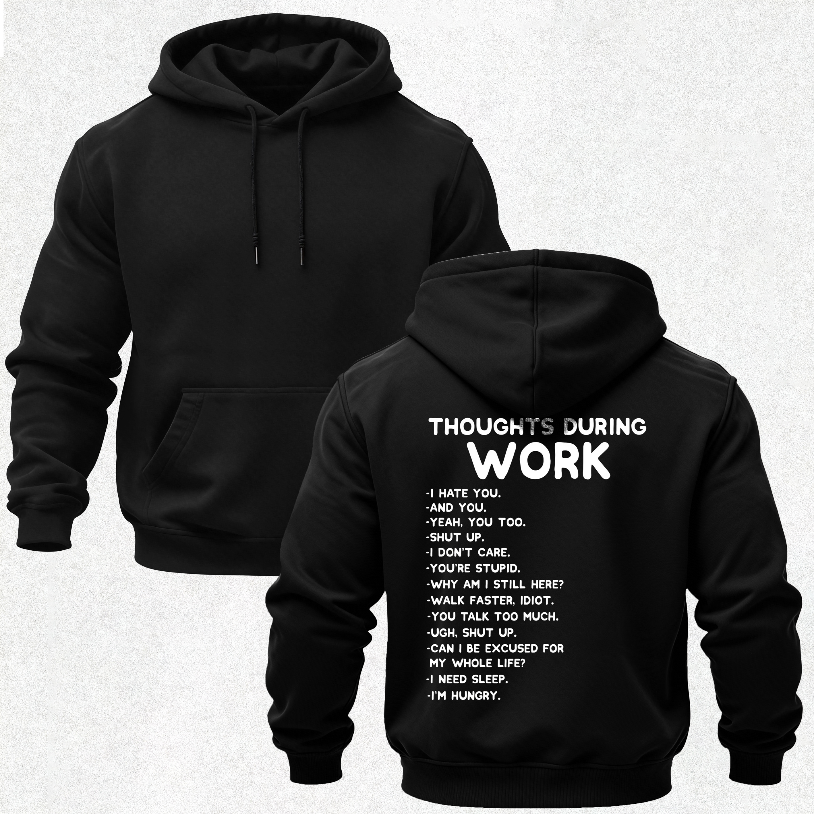 Thoughts During Work Printed Fleece-lined Unisex Hoodie